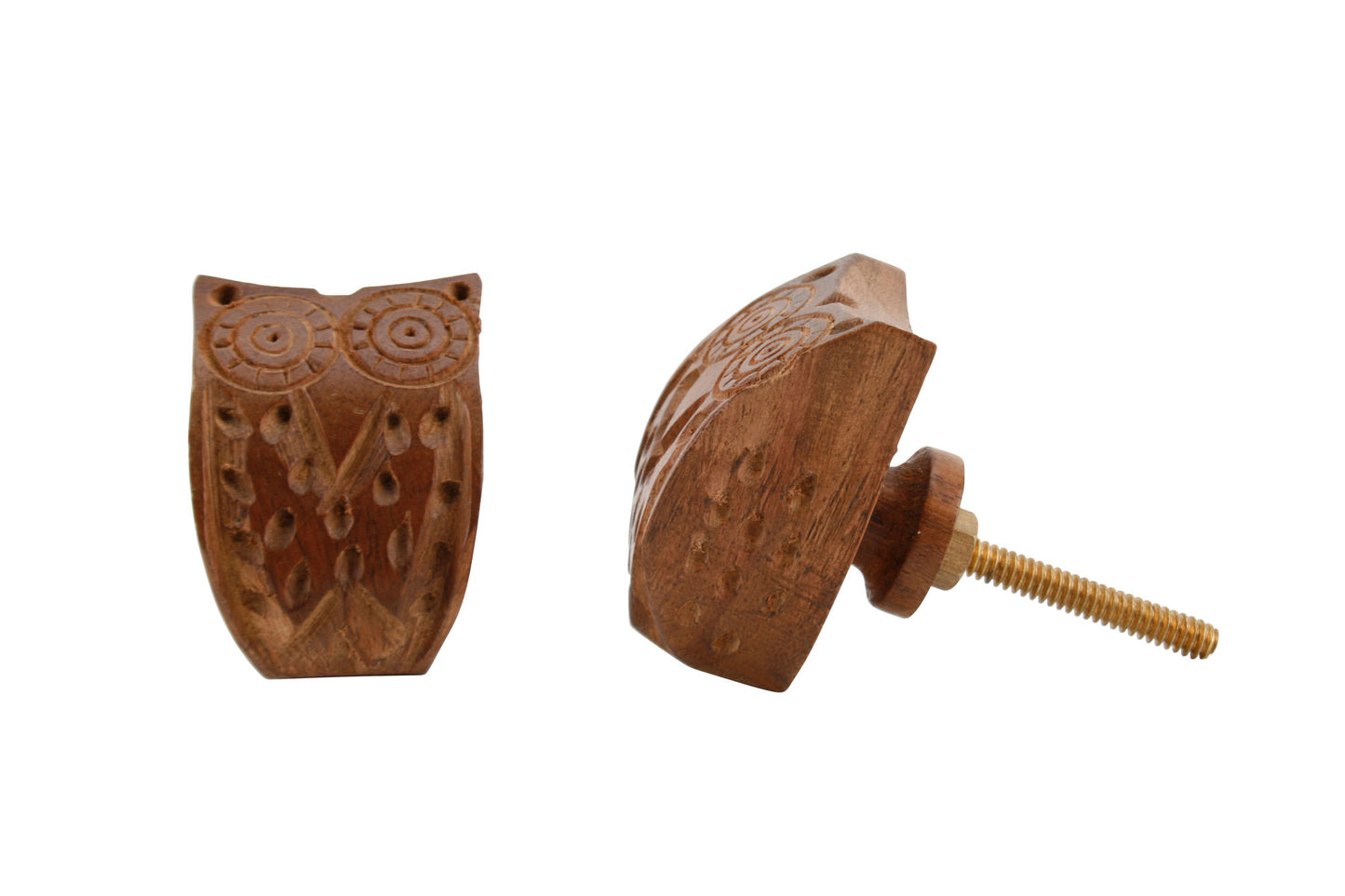 Set of 2 | Carved Wood Owl Shaped Drawer Pull • Drawer Knob • DIY Upcycle • Gifts for Home • Home Improvement • Rennovations