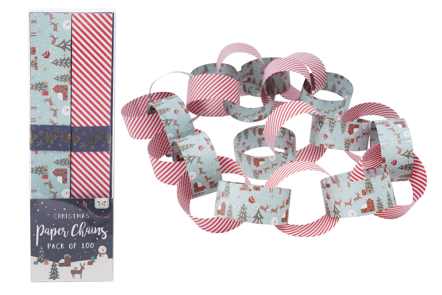 Pack of 100 Christmas Paper Chains | 2 Designs | Length: 5m | Christmas Decoration | Gift For Home
