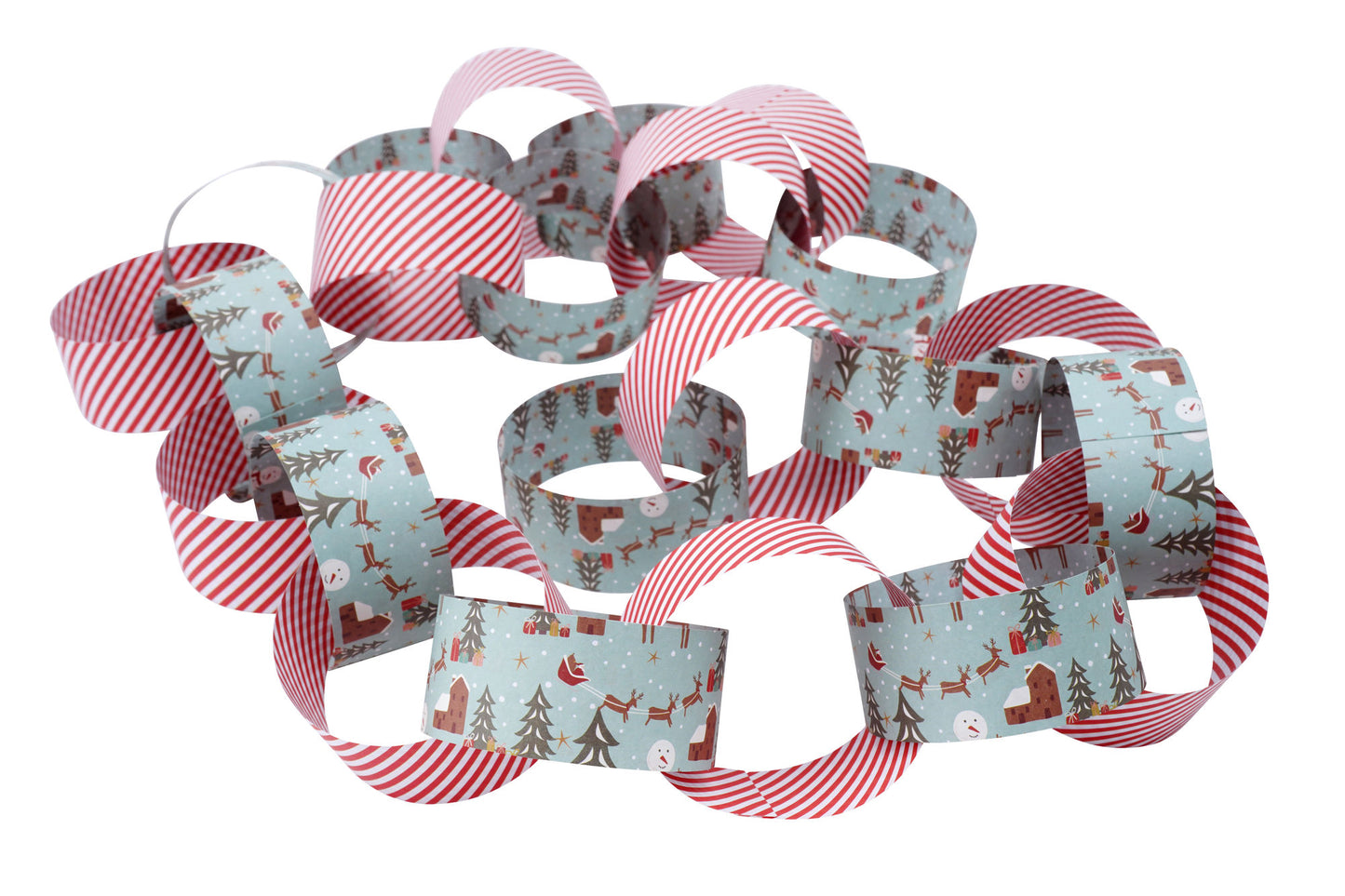 Pack of 100 Christmas Paper Chains | 2 Designs | Length: 5m | Christmas Decoration | Gift For Home