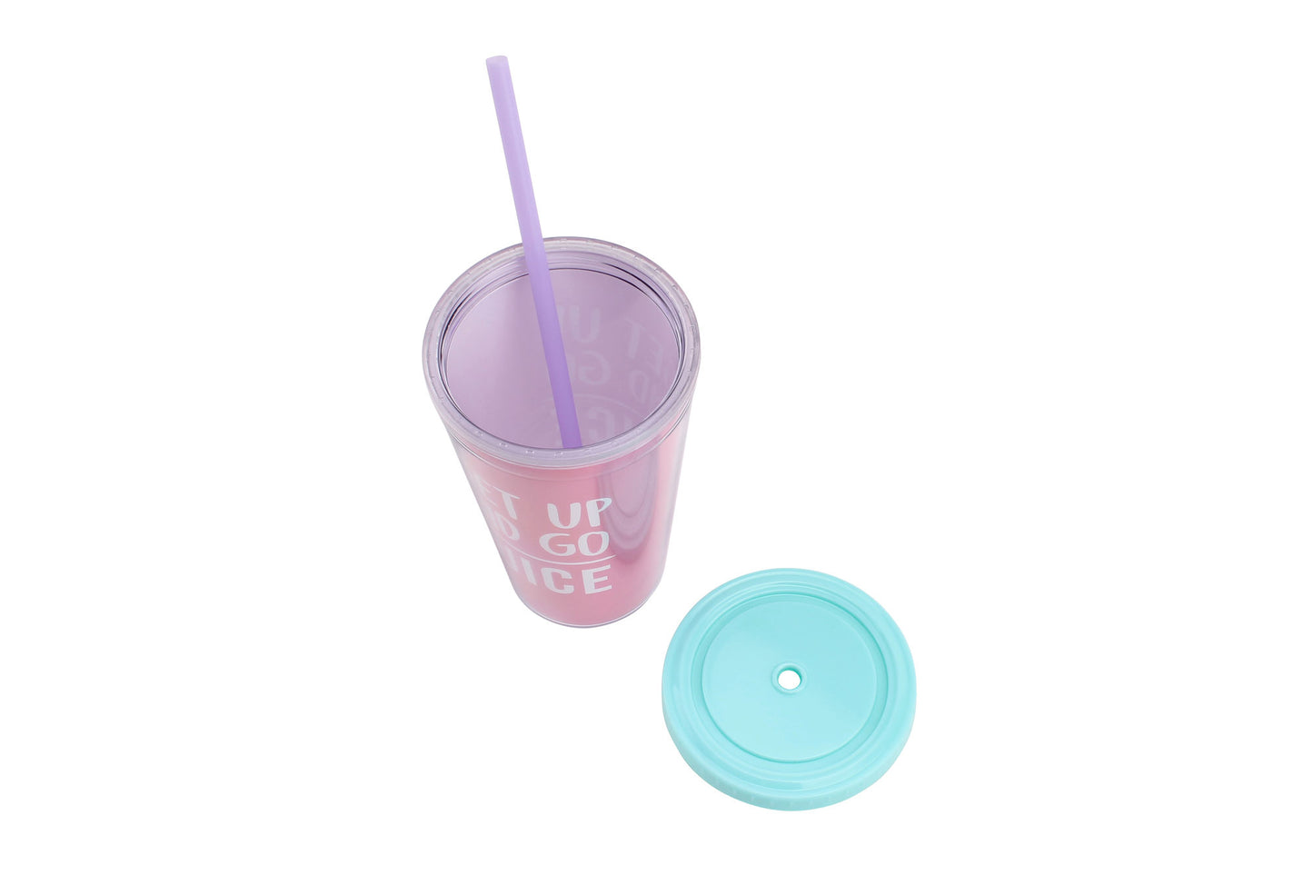Pink Reusable Gym and Tonic 500ml 16.9 fl oz. Travel Cup and Straw with Screw Top Lid 'Get Up and Go Juice' BPA Free