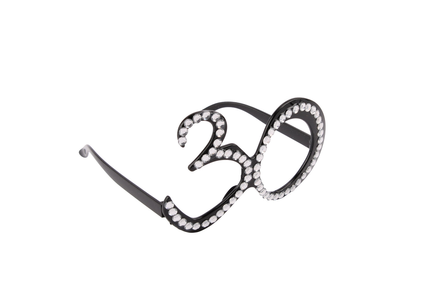 Black Clear Crystal '30th' Birthday Glasses