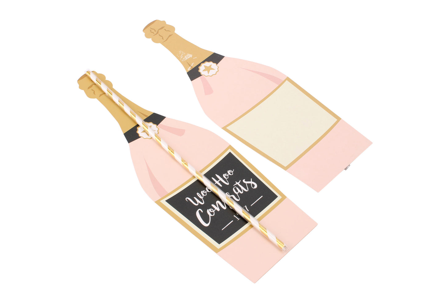 Oversized Straw 'Woo Hoo Congrats' Novelty Bottle Sized Straw in Envelope for Gifting