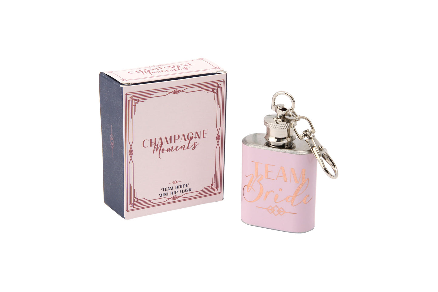 Pink Mini Keyring Flask 'Team Bride'