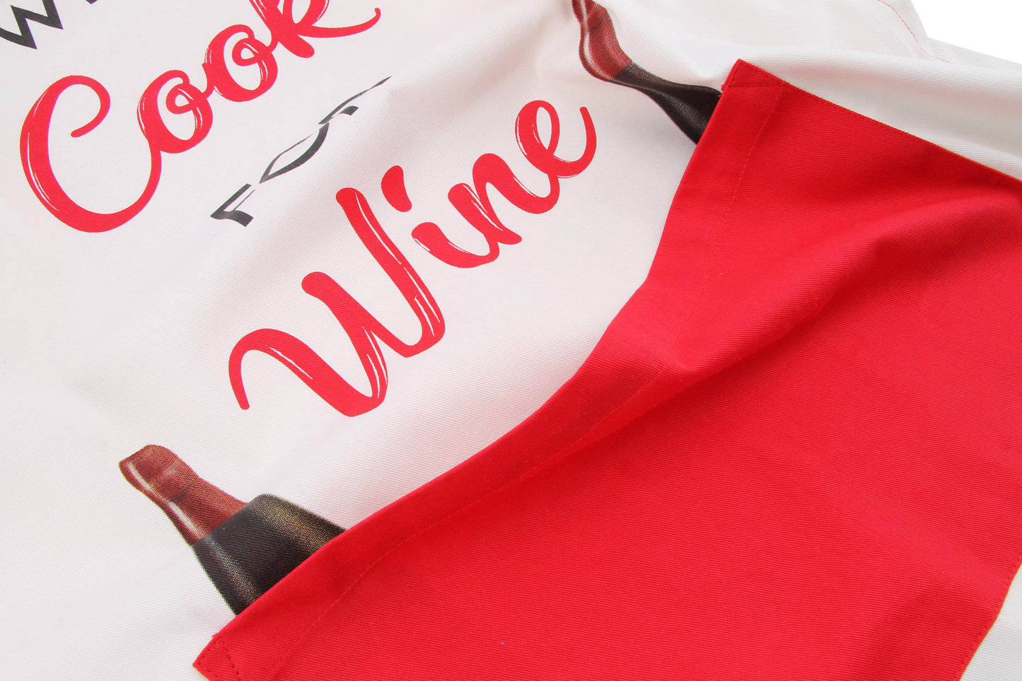 White & Red 'Will Cook For Wine' Apron