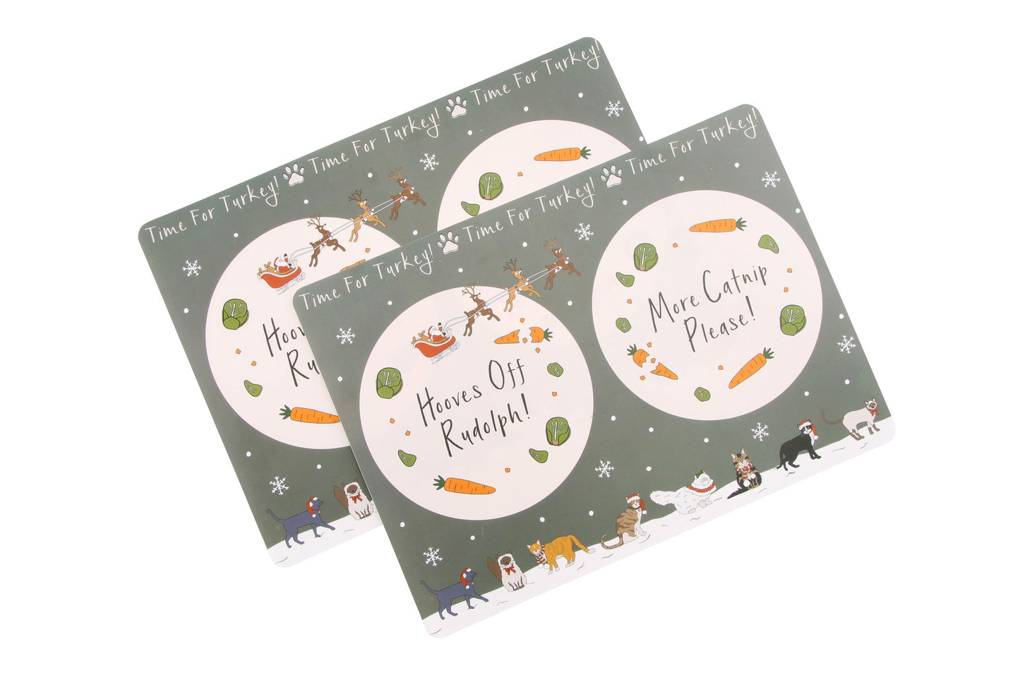 Christmas 'Time For Turkey!' Pack of 2 Cat Placemats