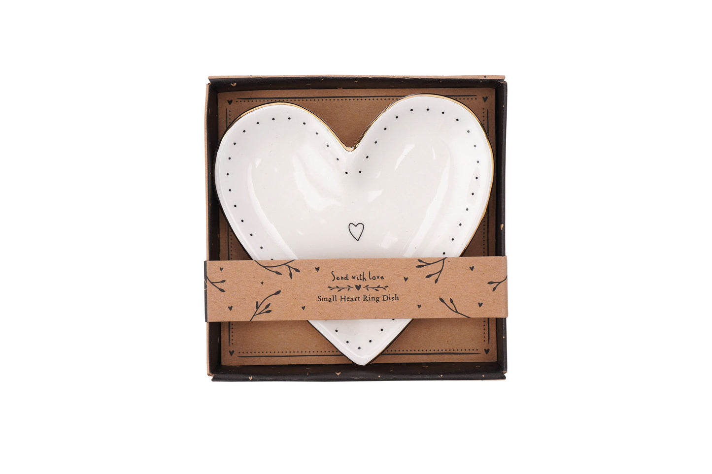 Send With Love Small Ceramic Heart Dish | Organiser | Gift Boxed