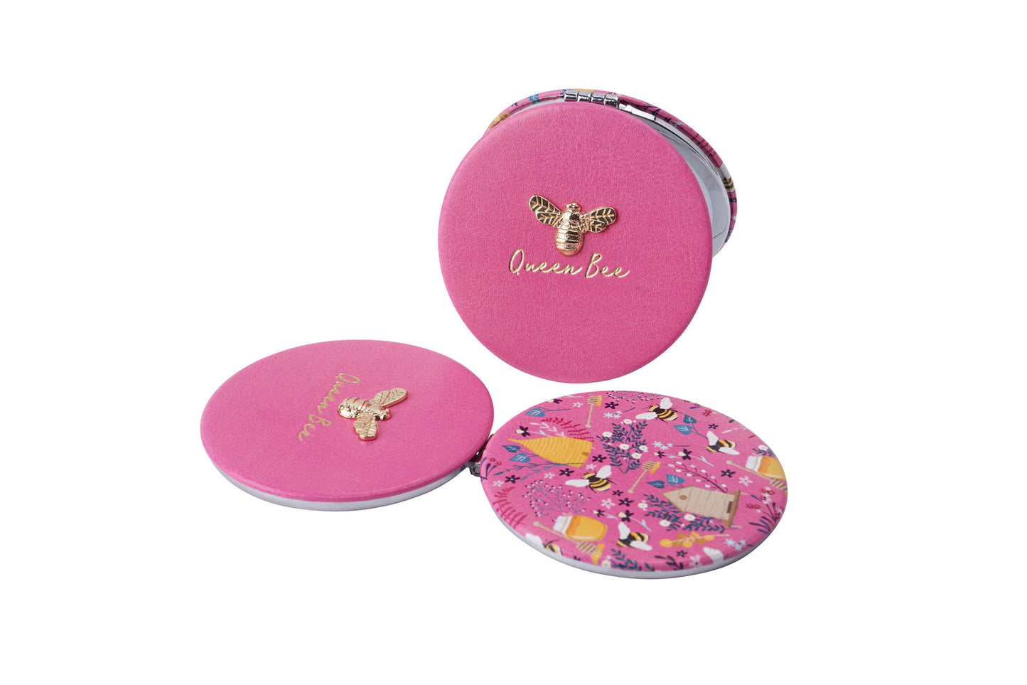 Pink 'Queen Bee' Bee Design Ladies Compact Mirror • Perfect Gift • Gift Boxed • Travel Friendly • Handbag Accessory • Ladies Gift • Vacation
