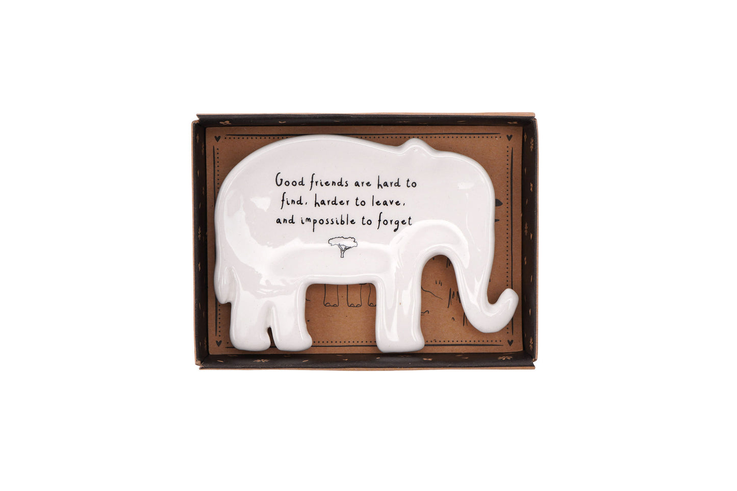 Ceramic Elephant Shaped Jewellery Ring Dish | 'Good Friends are hard to find...' | Organiser | Necklaces, Rings, Earrings | Gift Boxed
