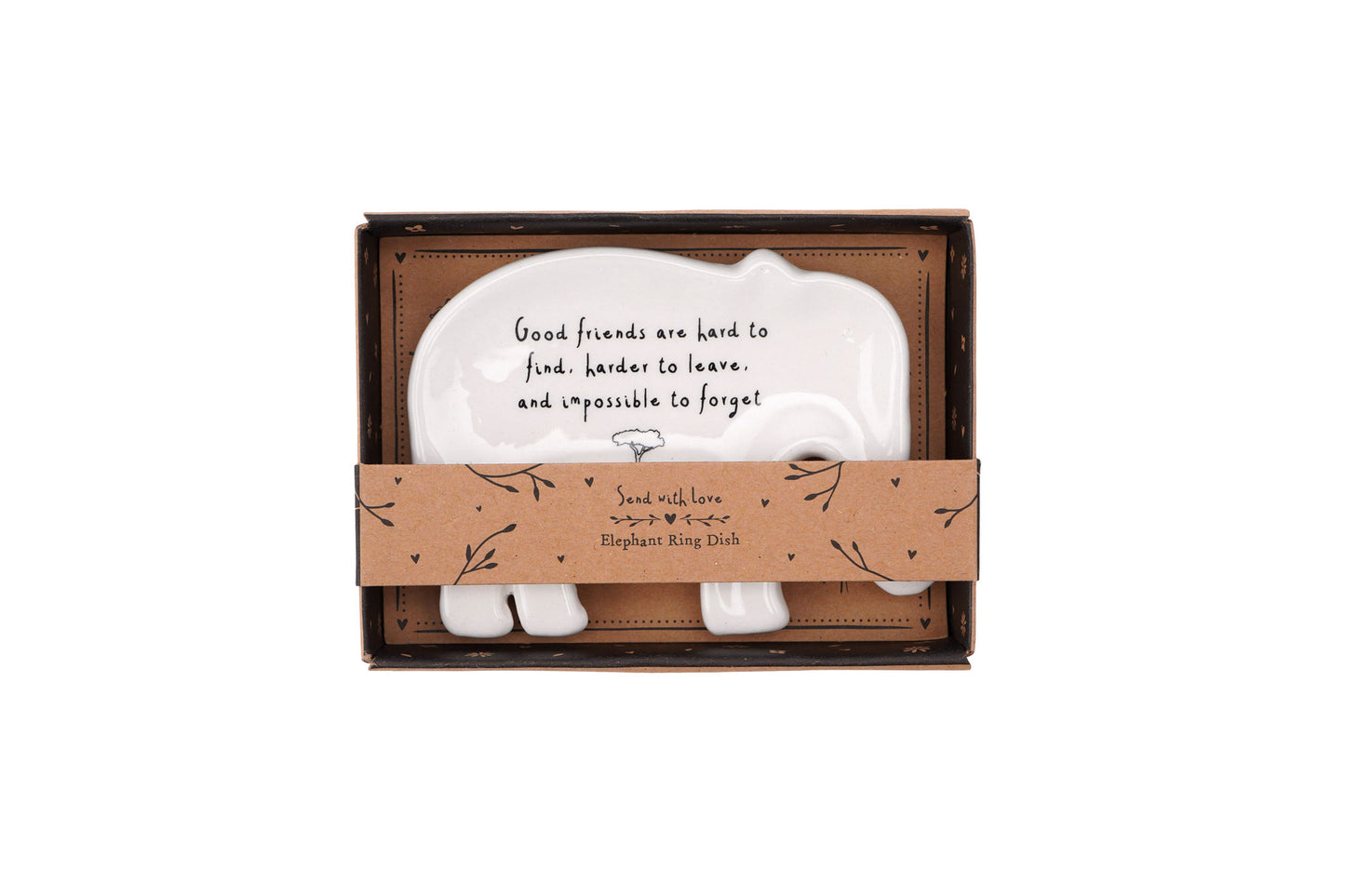 Ceramic Elephant Shaped Jewellery Ring Dish | 'Good Friends are hard to find...' | Organiser | Necklaces, Rings, Earrings | Gift Boxed