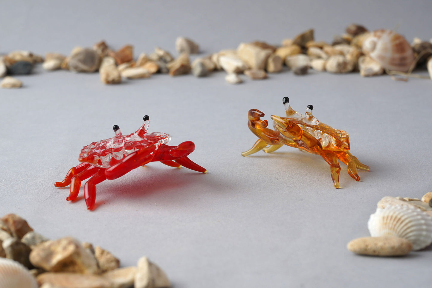Set Of 2 Assorted Red and Orange Glass Crabs In Gift Box • Decoration • Ornament • Collectable • Gift For Home • Home Decor