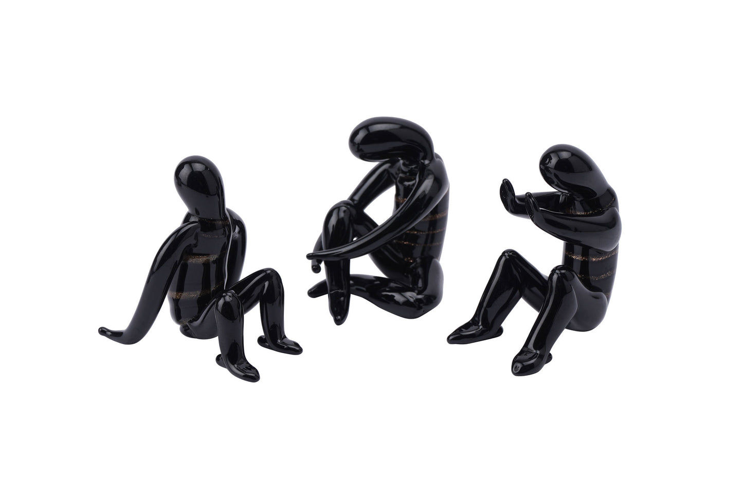 3 Assorted Black & Gold Yoga Pose Ornaments