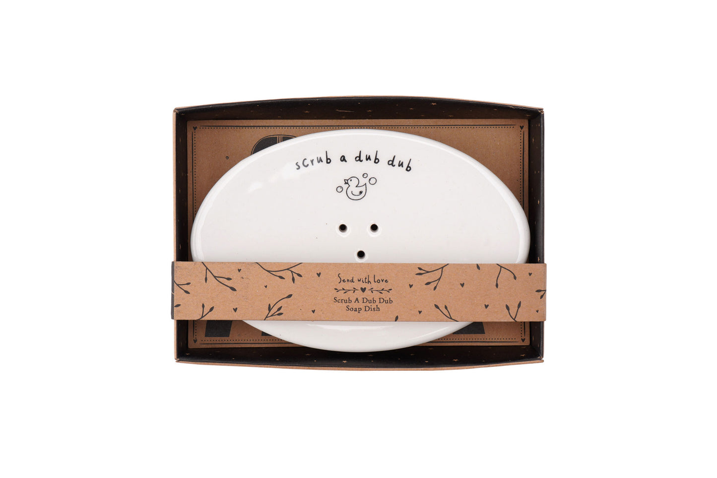 Ceramic Soap Dish 'Scrub A Dub Dub' with Gift Box
