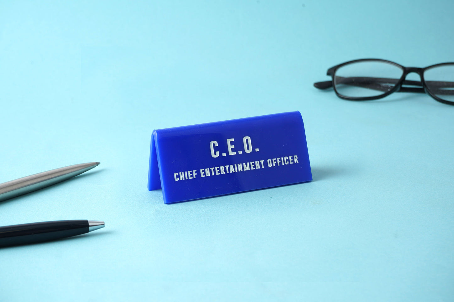 Navy Acrylic Desk Sign 'C.E.O Chief Entertainment Officer'