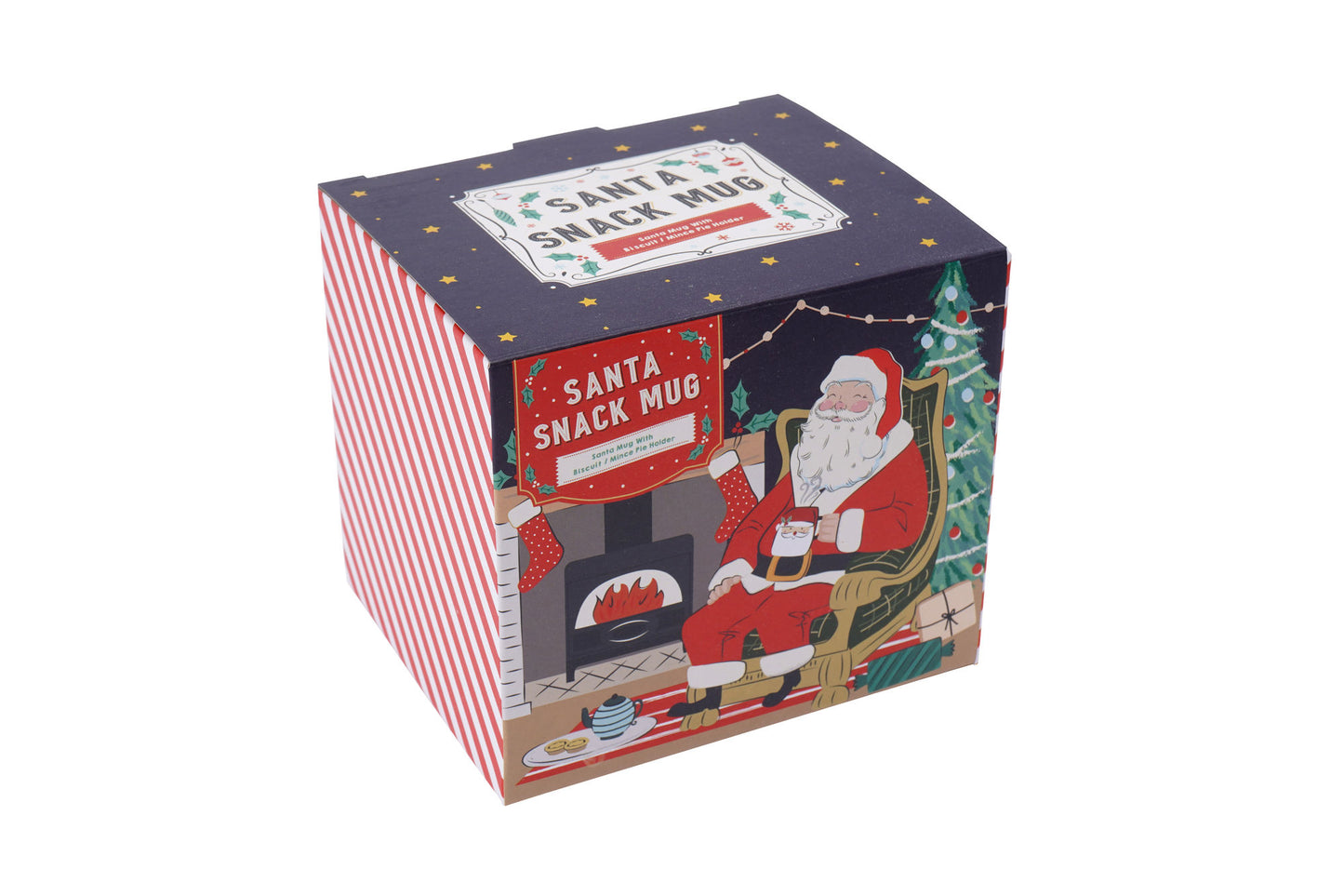 Novelty Santa Snack Cookie and Biscuit Mug Gift Boxed | Artisan Coffee & Tea Cup | Ideal Gift