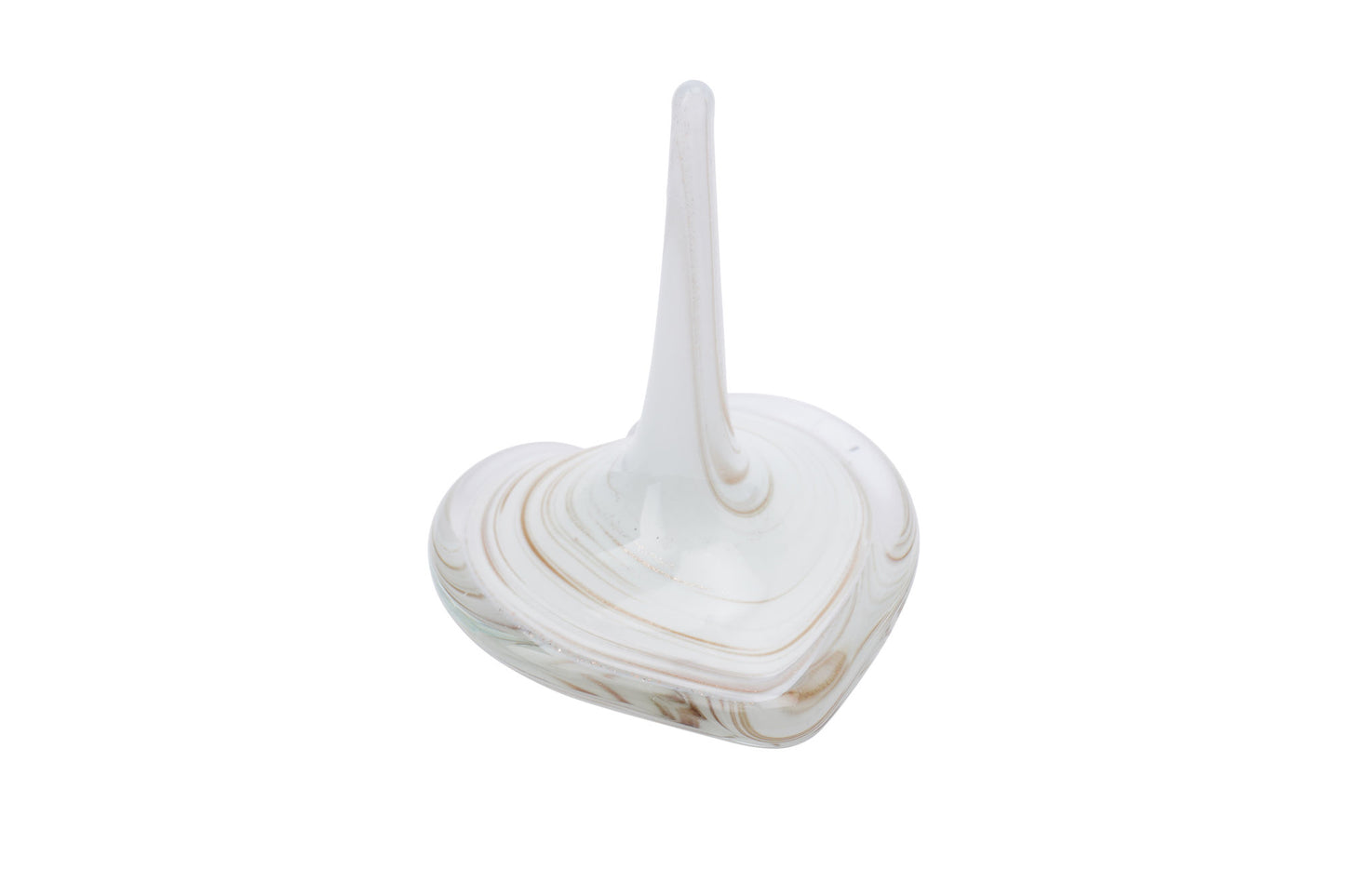 Decorative White and Gold Glass Heart Ring Holder