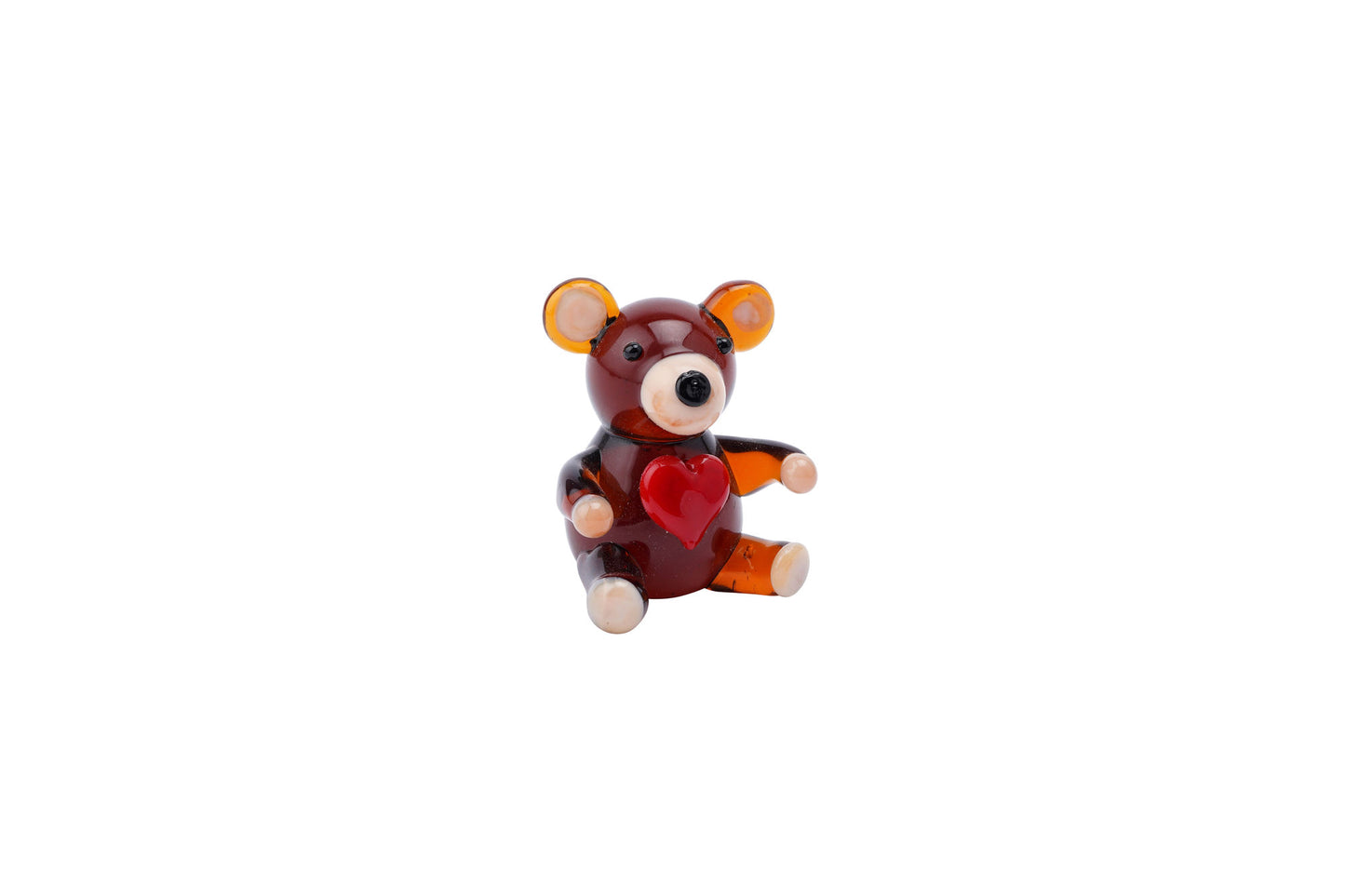 Artisan Glass Bear Holding A Heart with Gift Box
