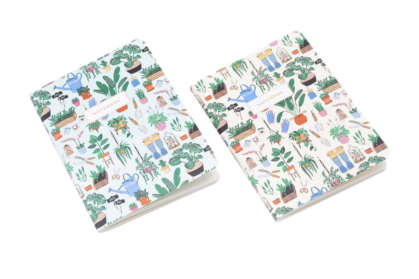 Set of 2 | A6 Lined Paper Notebooks with Gardening and House Plant Illustration and Gift Wrap