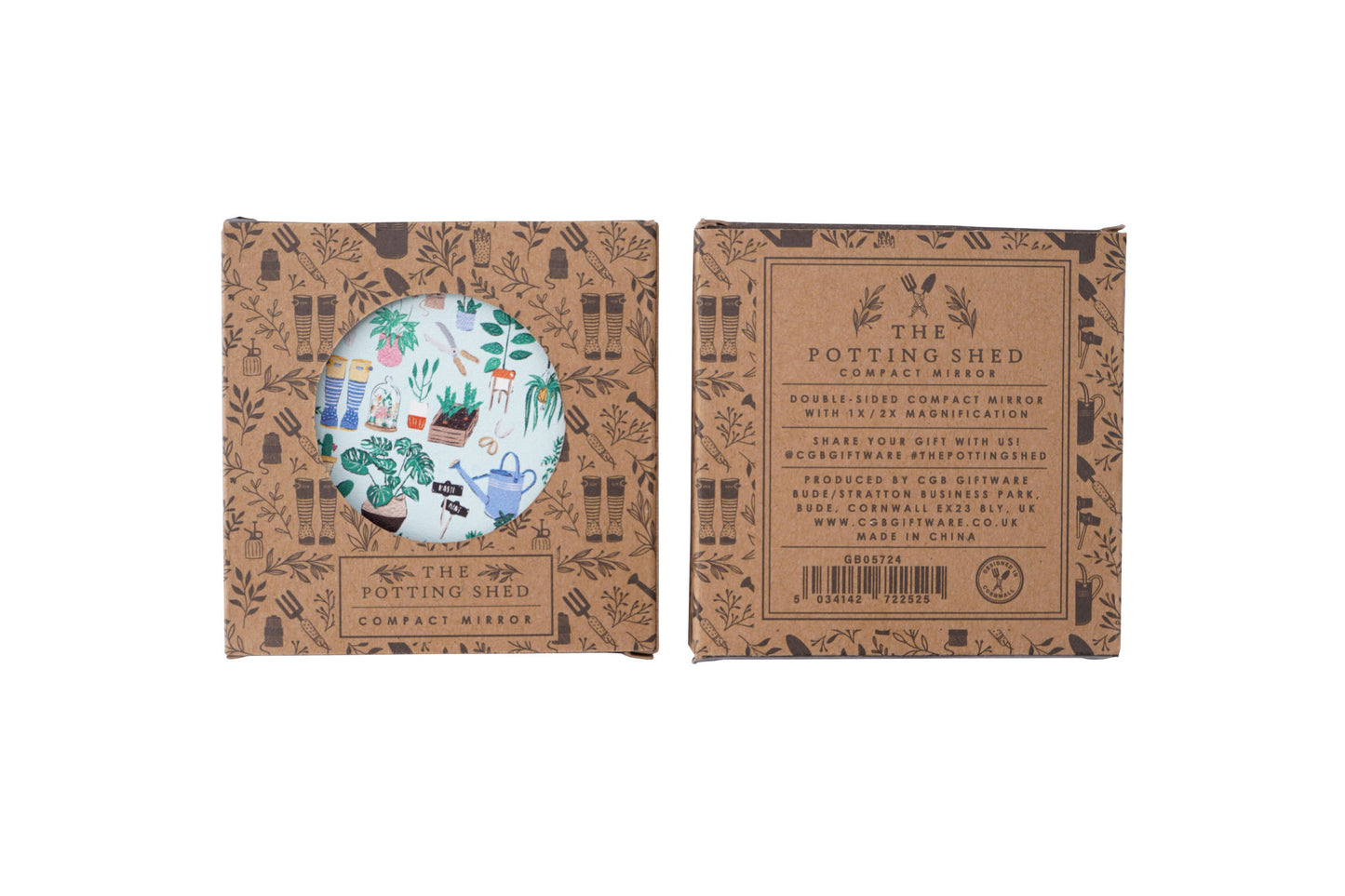 Compact Mirror with Gardening Illustration β’ Perfect Gift β’ Gift Boxed β’ Travel Friendly β’ Handbag Accessory β’ Ladies Gift β’ Vacation