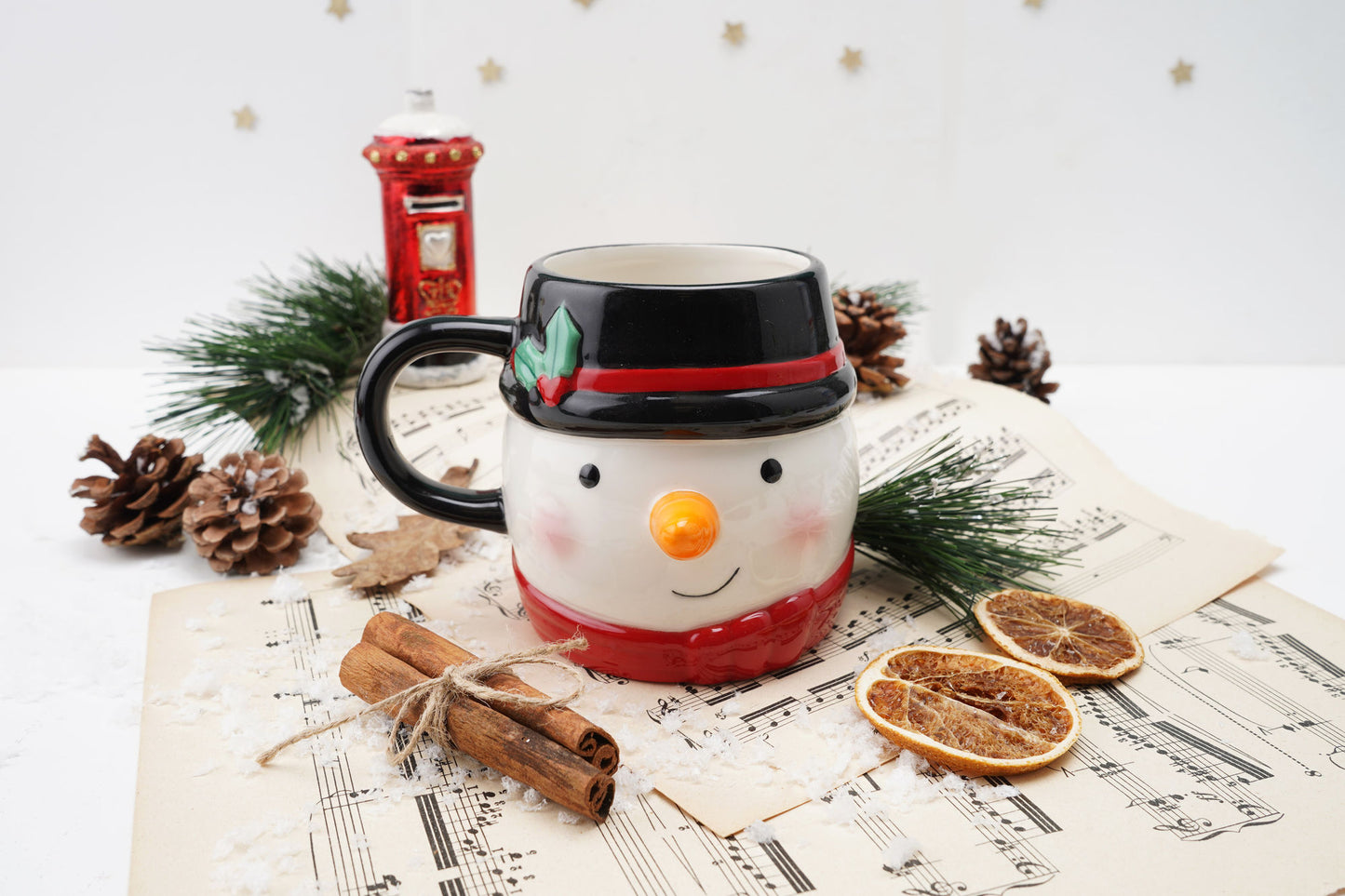 Christmas Snowman Snack Cookie and Biscuit Mug Gift Boxed | Artisan Coffee & Tea Cup | Ideal Gift