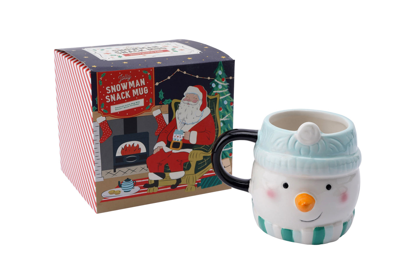 Christmas Jolly Snowman Snack Cookie and Biscuit Mug Gift Boxed | Artisan Coffee & Tea Cup | Ideal Gift