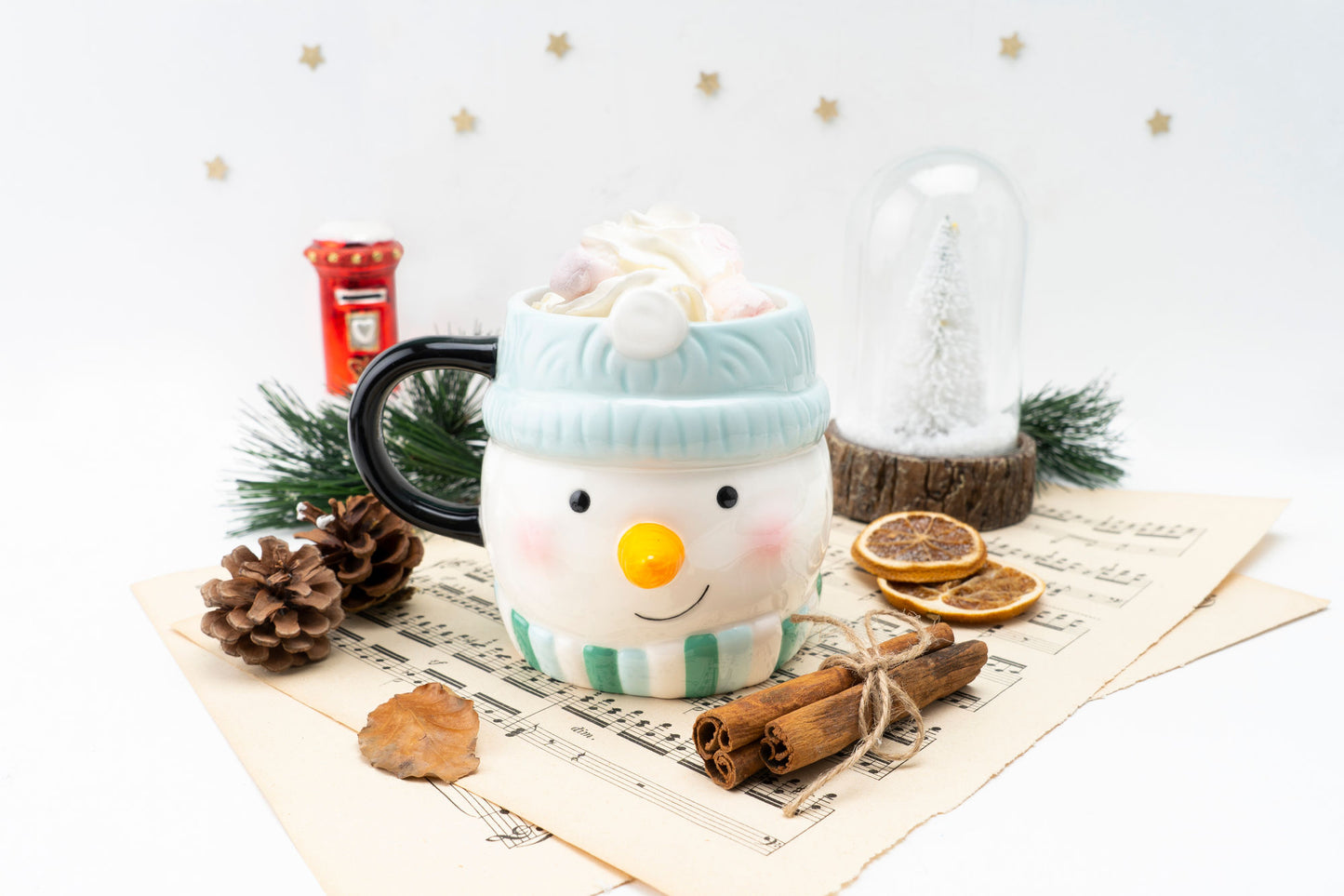 Christmas Jolly Snowman Snack Cookie and Biscuit Mug Gift Boxed | Artisan Coffee & Tea Cup | Ideal Gift
