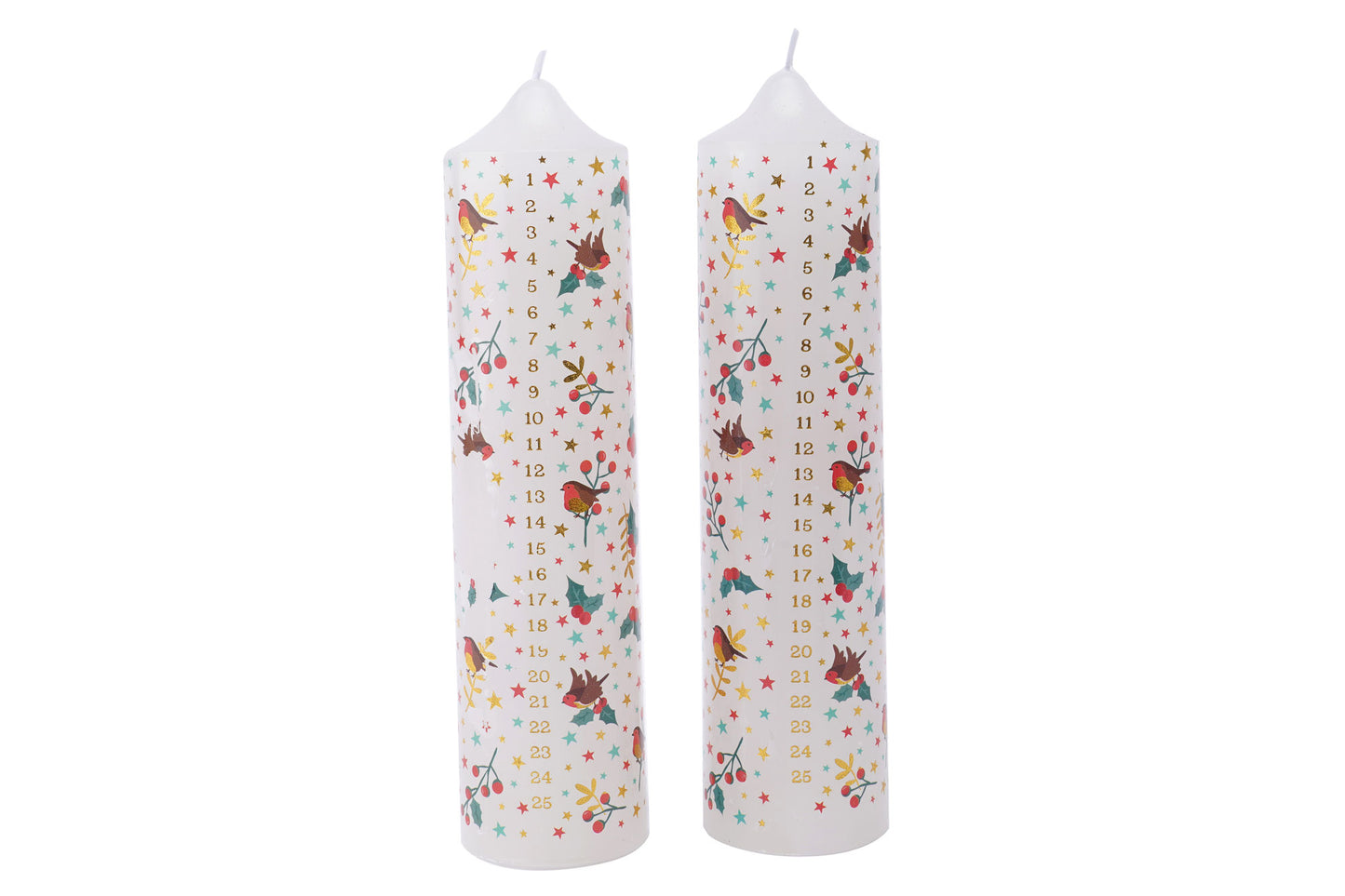 Christmas Deck The Halls PK2 Pillar Advent Candles