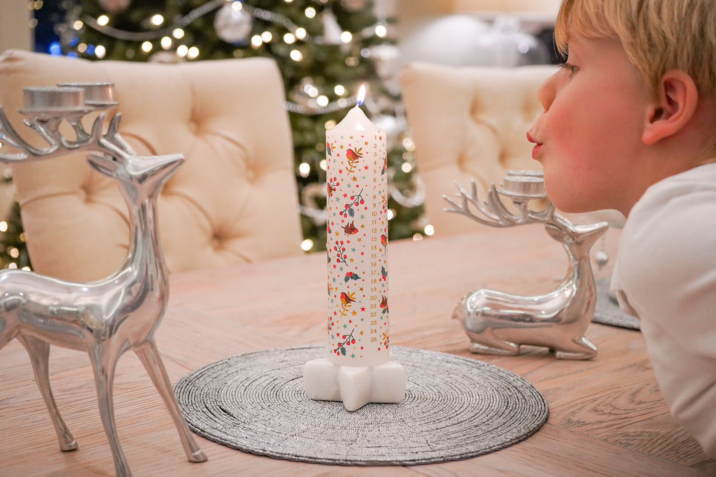 Christmas Deck The Halls PK2 Pillar Advent Candles
