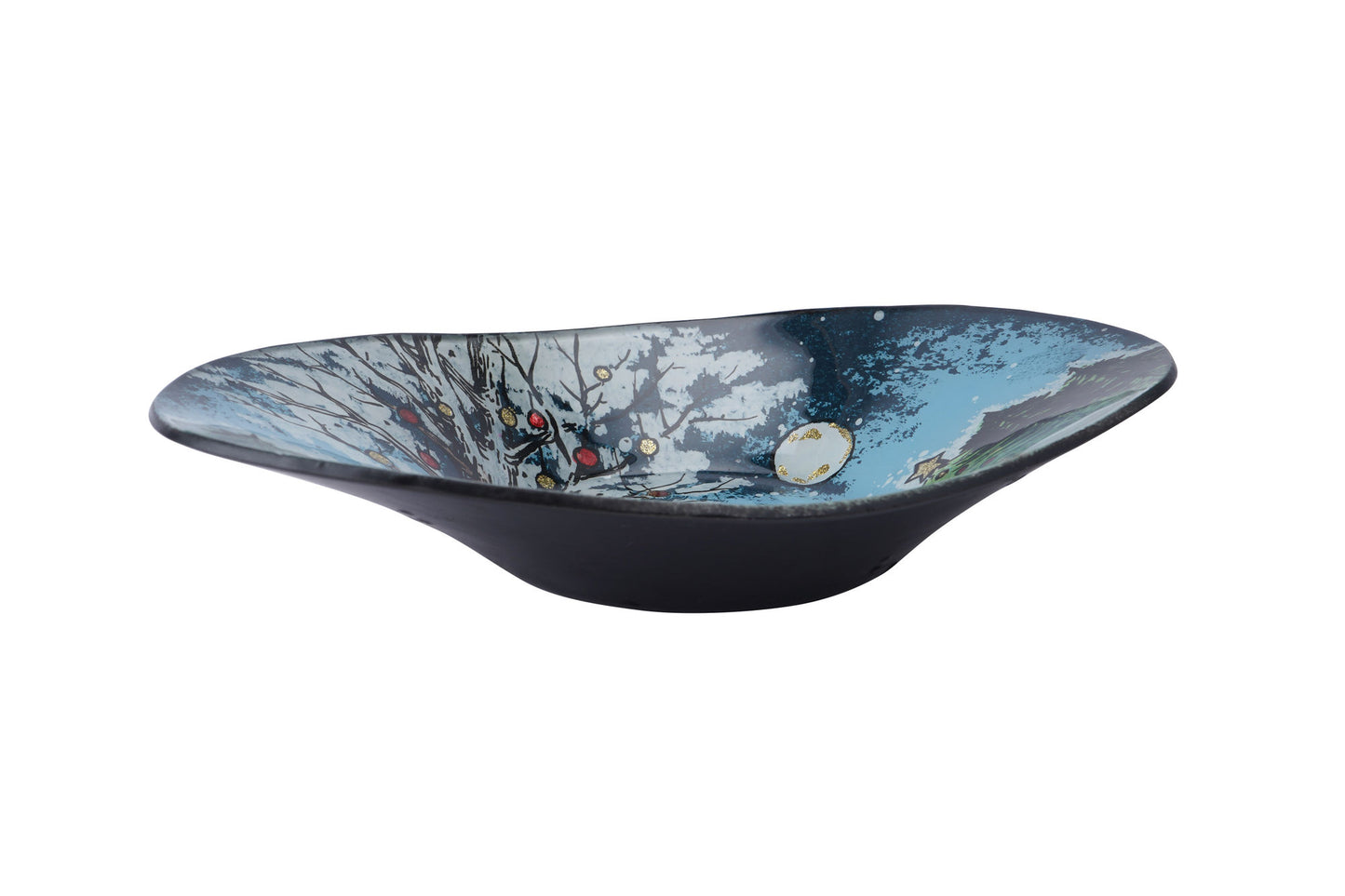 Christmas Cabin Large Oval Glass Bowl
