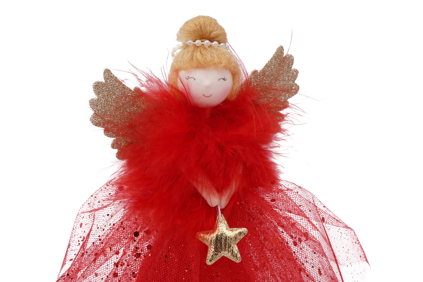 Red Light Up Angel Christmas Tree Topper ⢠Includes Batteries ⢠Size: 18cm ⢠Gift For Home