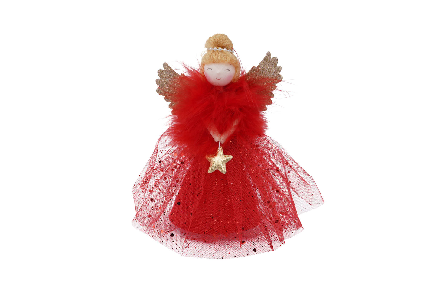 Red Light Up Angel Christmas Tree Topper ⢠Includes Batteries ⢠Size: 18cm ⢠Gift For Home