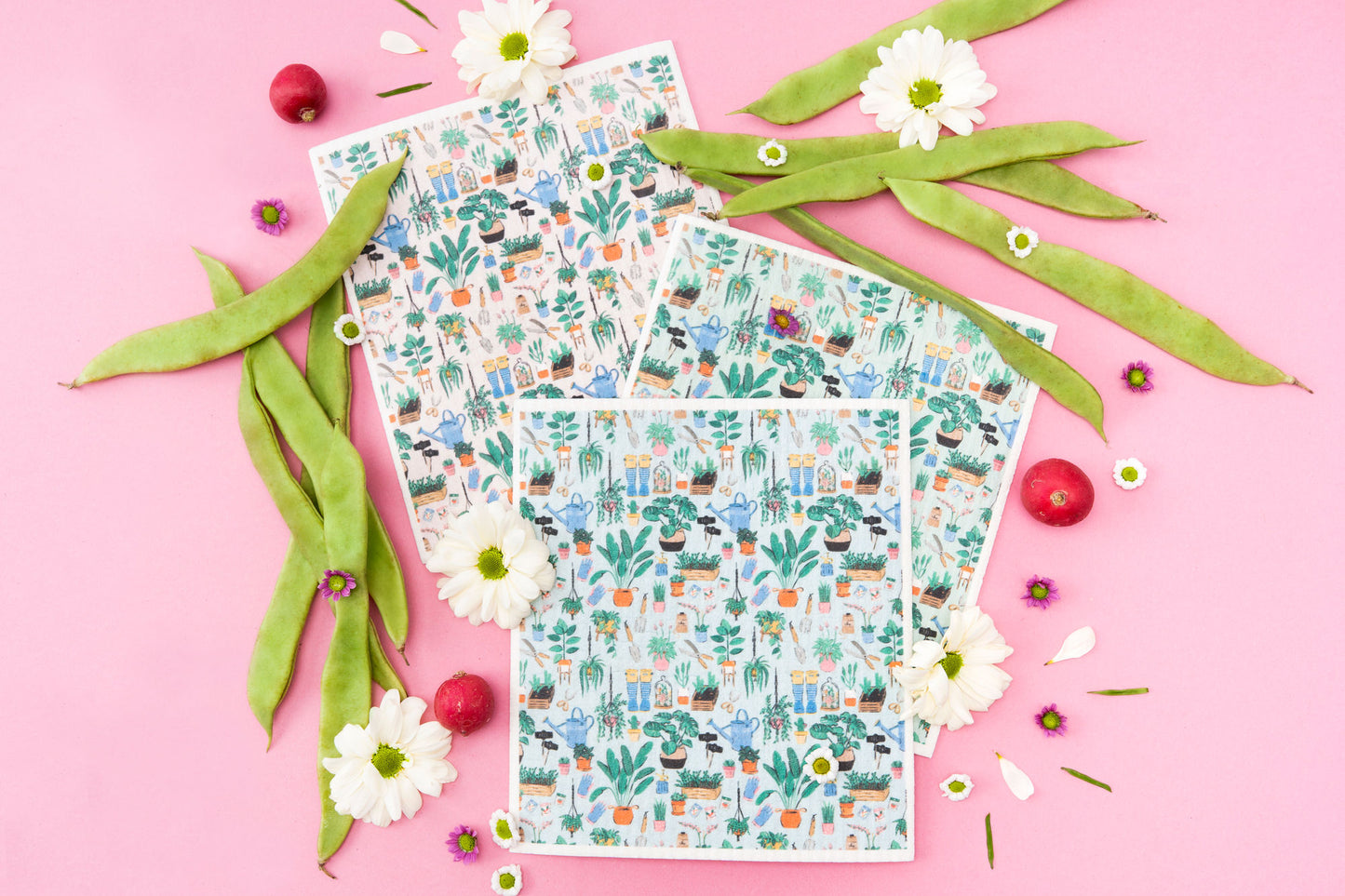 Pack Of 3 Reusable Garden Theme Cleaning Cloths