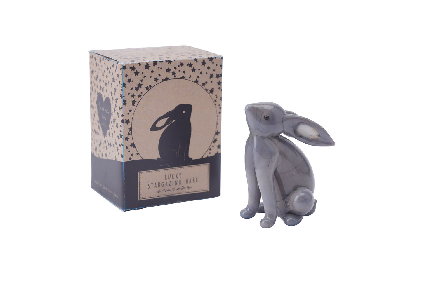 Grey Glass Stargazing Hare In Gift Box β’ Decoration β’ Ornament β’ Collectable β’ Gift For Home β’ Home Decor