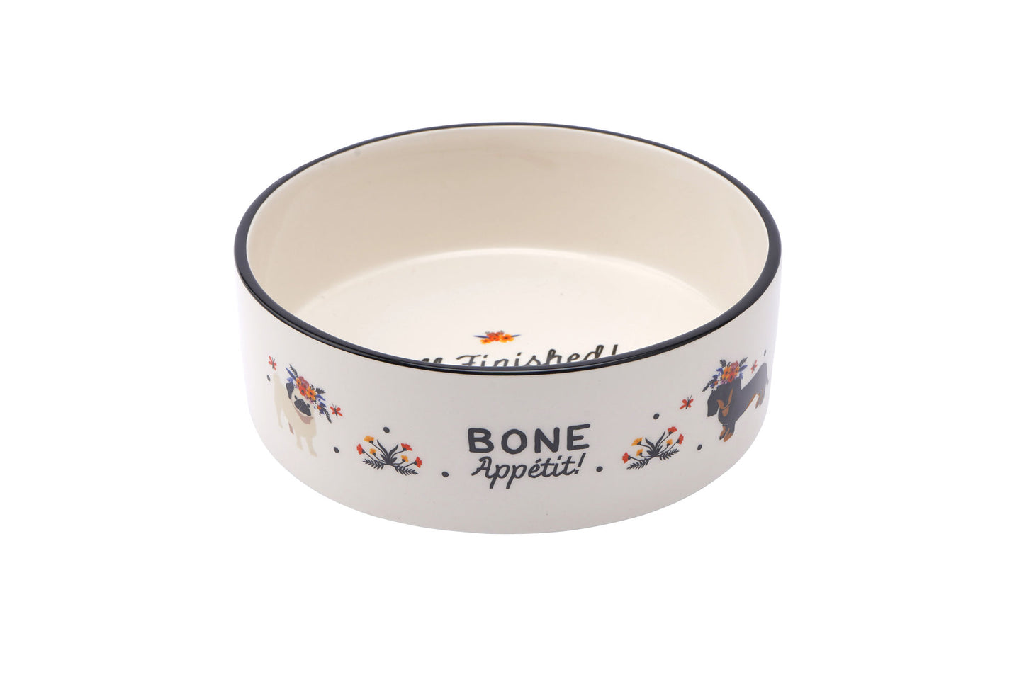 Round Shaped Dog Bowl in Gift Box • With Slogan 'Bone Appetit' • Food and Drink • Gift For Home and Pets