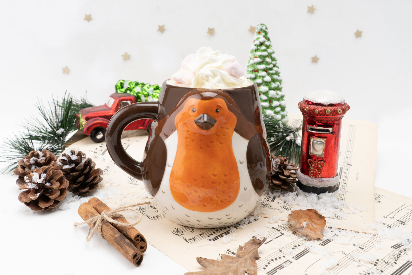 Robin Snack Biscuit Mug With Gift Box | Christmas | Gift For Home Ceramic Mug | Gift Boxed | Artisan Coffee & Tea Cup | Ideal Gift