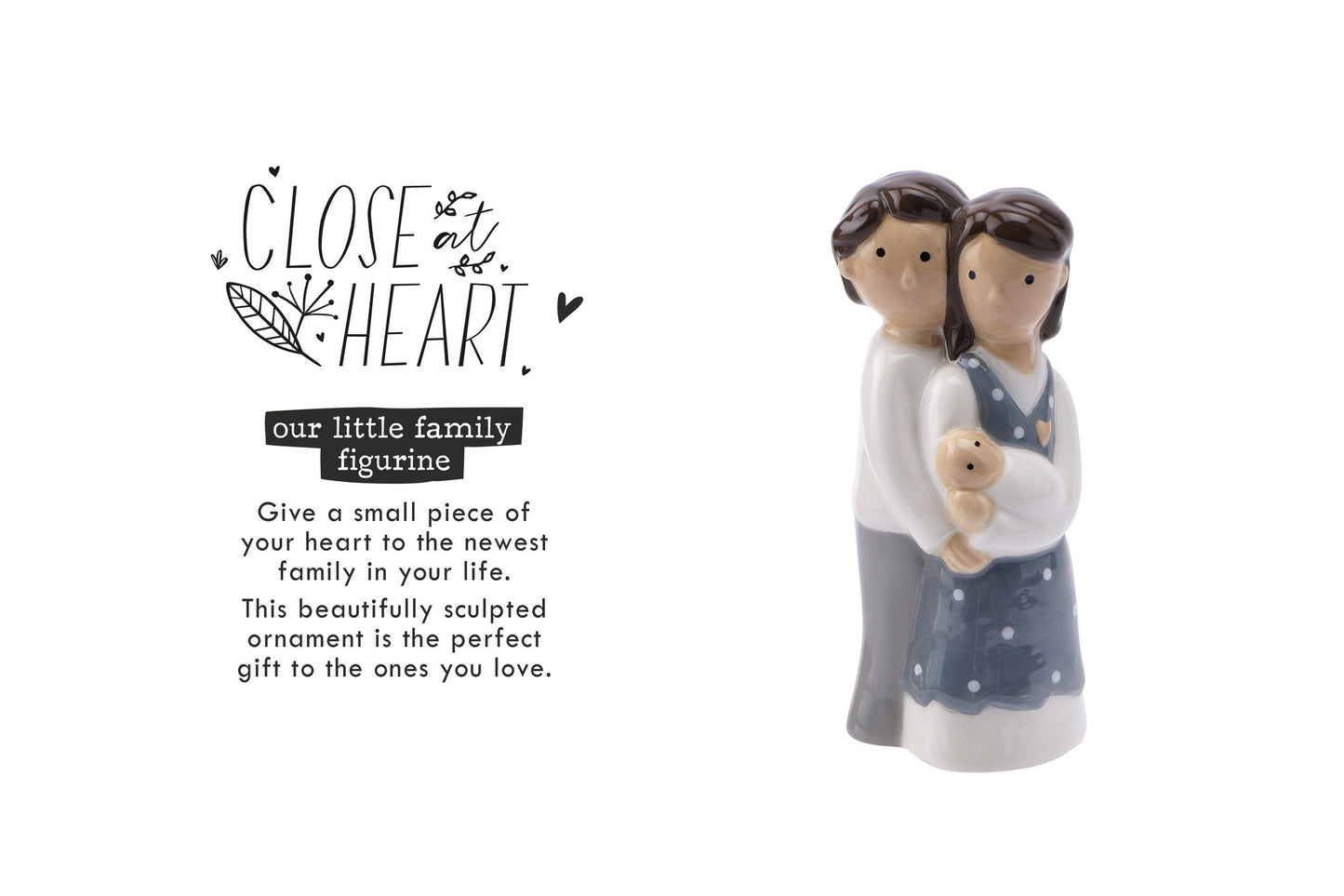 Our Little Family Figurine | New Baby Mum Dad | Ceramic Ornament | Gift Box | Gift For Family