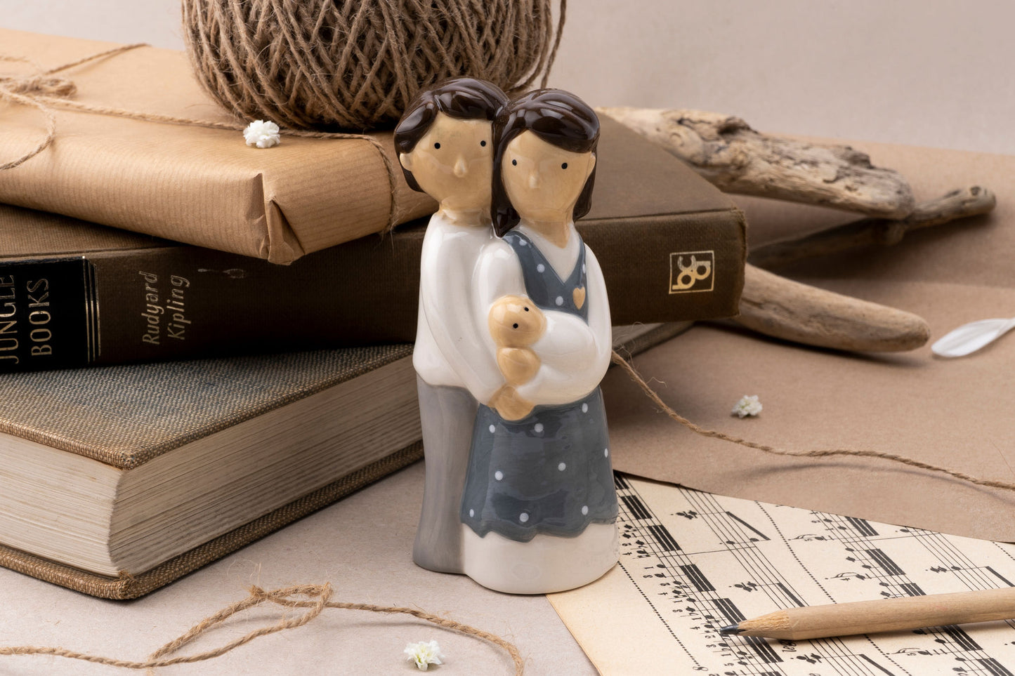 Our Little Family Figurine | New Baby Mum Dad | Ceramic Ornament | Gift Box | Gift For Family