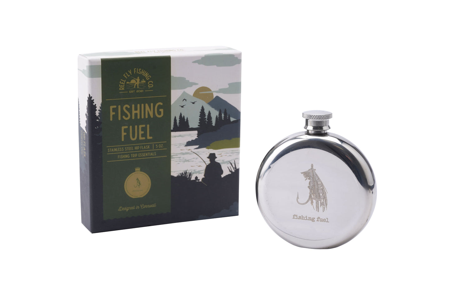 Stainless Steel Hip Flask | Fishing Fuel | Bar Accessory | Gift Boxed | Gift For Him