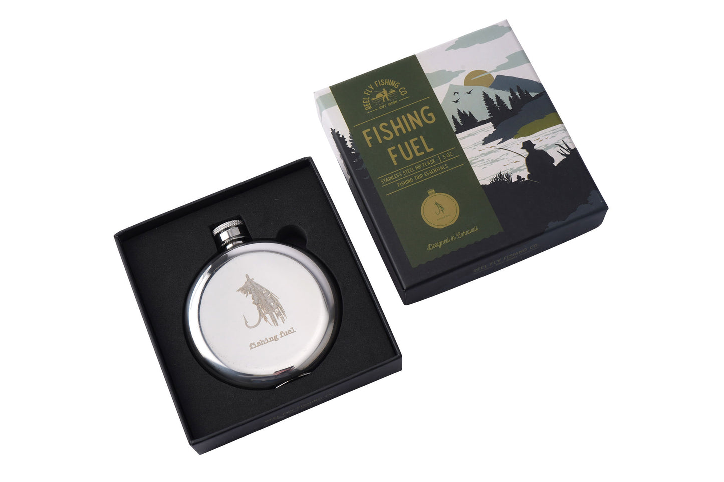 Stainless Steel Hip Flask | Fishing Fuel | Bar Accessory | Gift Boxed | Gift For Him