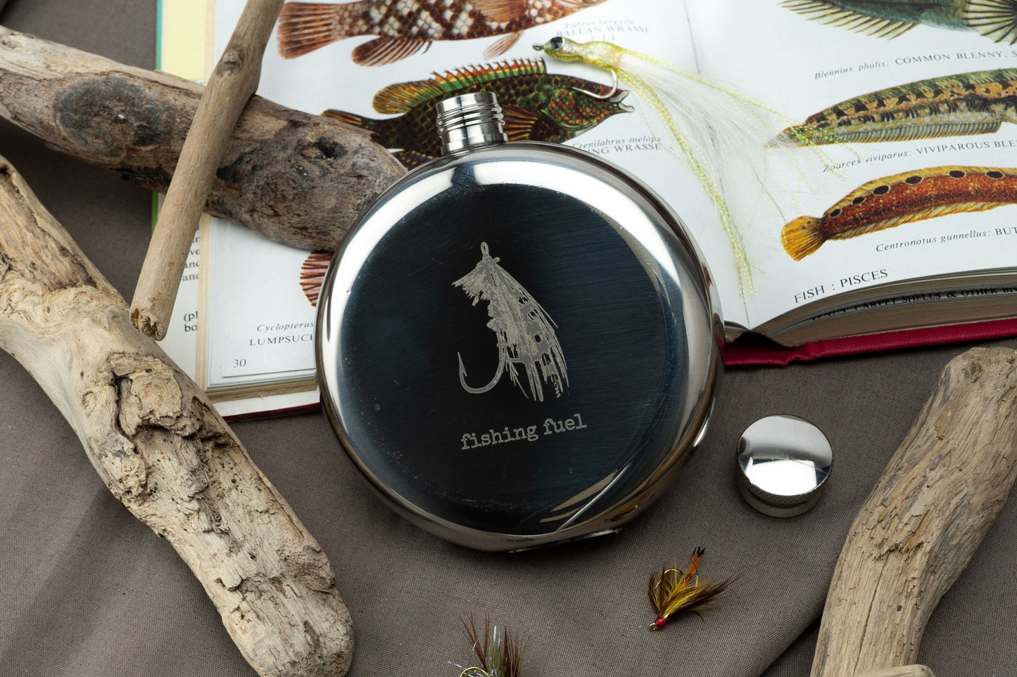 Stainless Steel Hip Flask | Fishing Fuel | Bar Accessory | Gift Boxed | Gift For Him