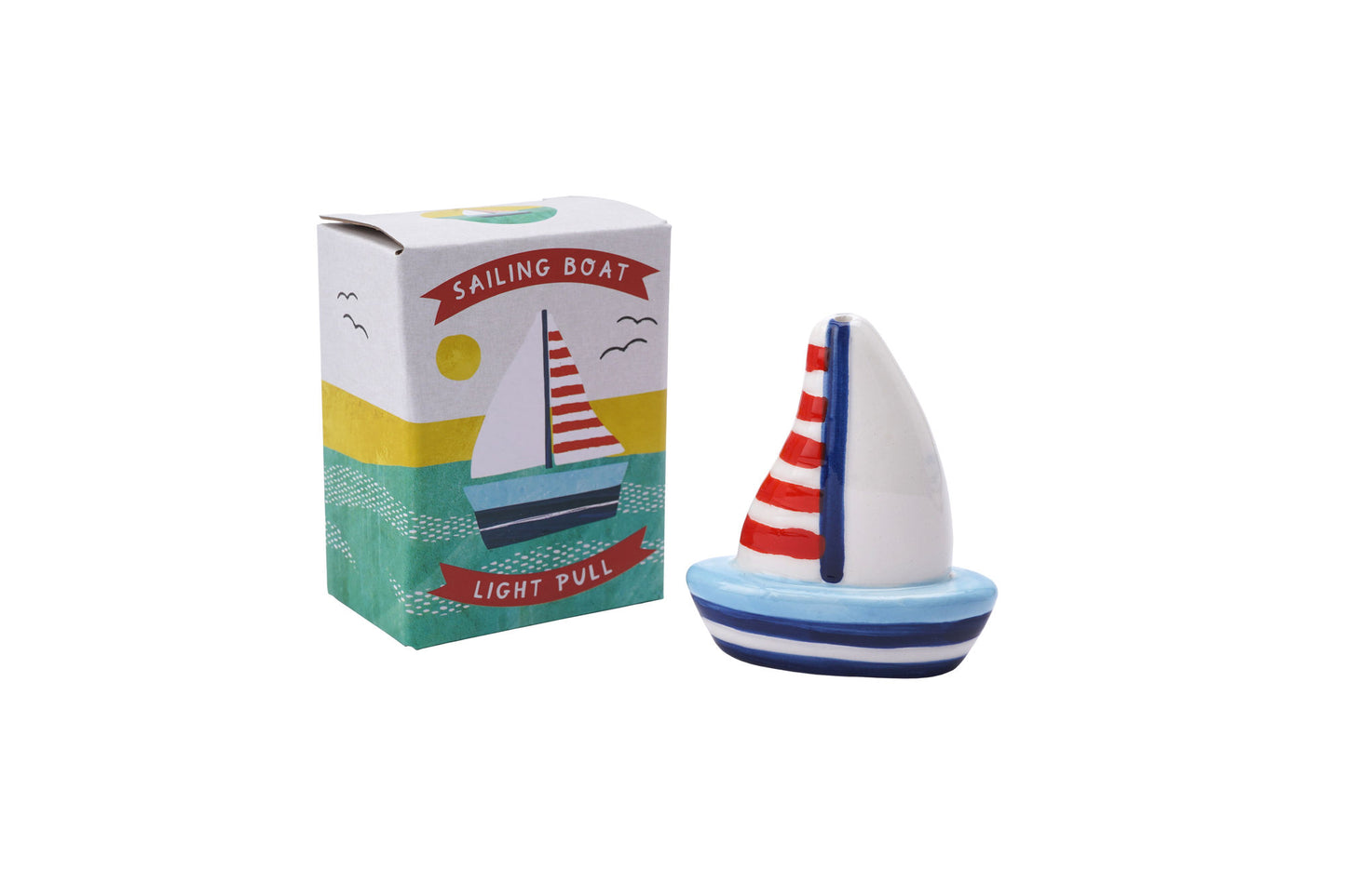 Sailing Boat Light Pull | Red White Blue | Cord Pull for Bathroom Lighting Blinds Curtains Ceilings Fans