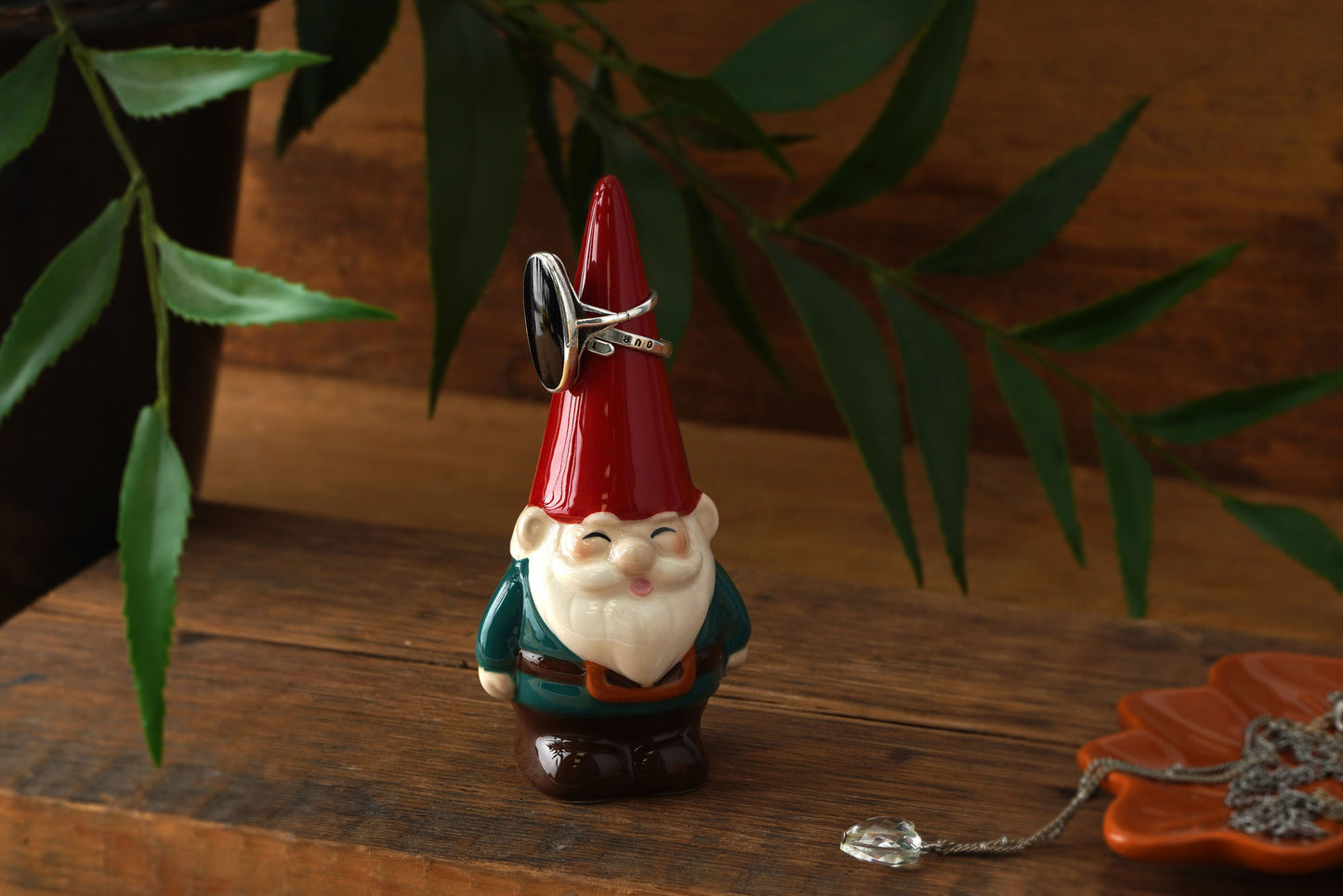 Ceramic Garden Gnome Ring Holder Decorative in Gift Box