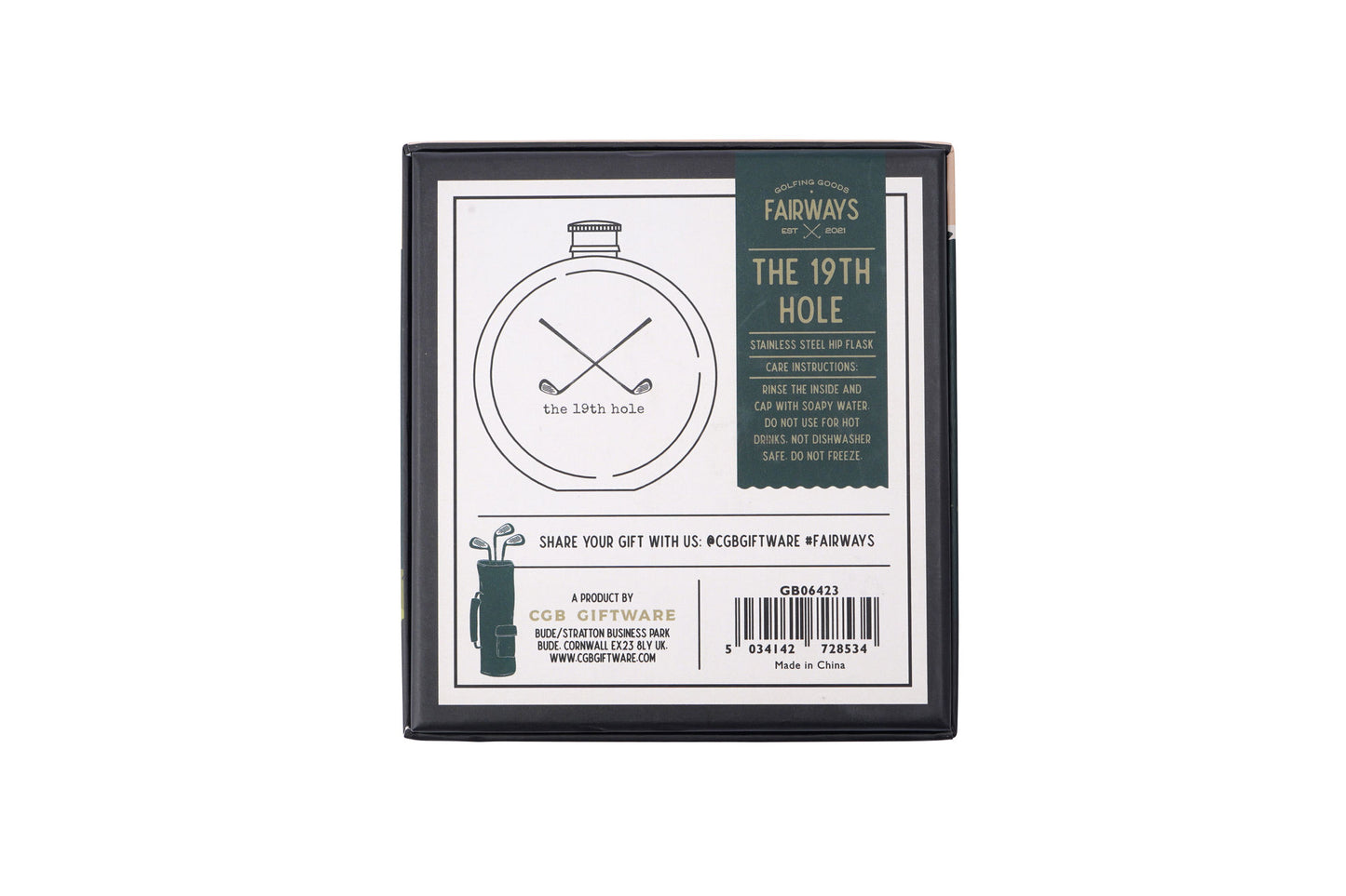 Golfing Stainless Steel Hip Flask | The 19th Hole Golf Accessory | Gift Boxed | Gift For Him