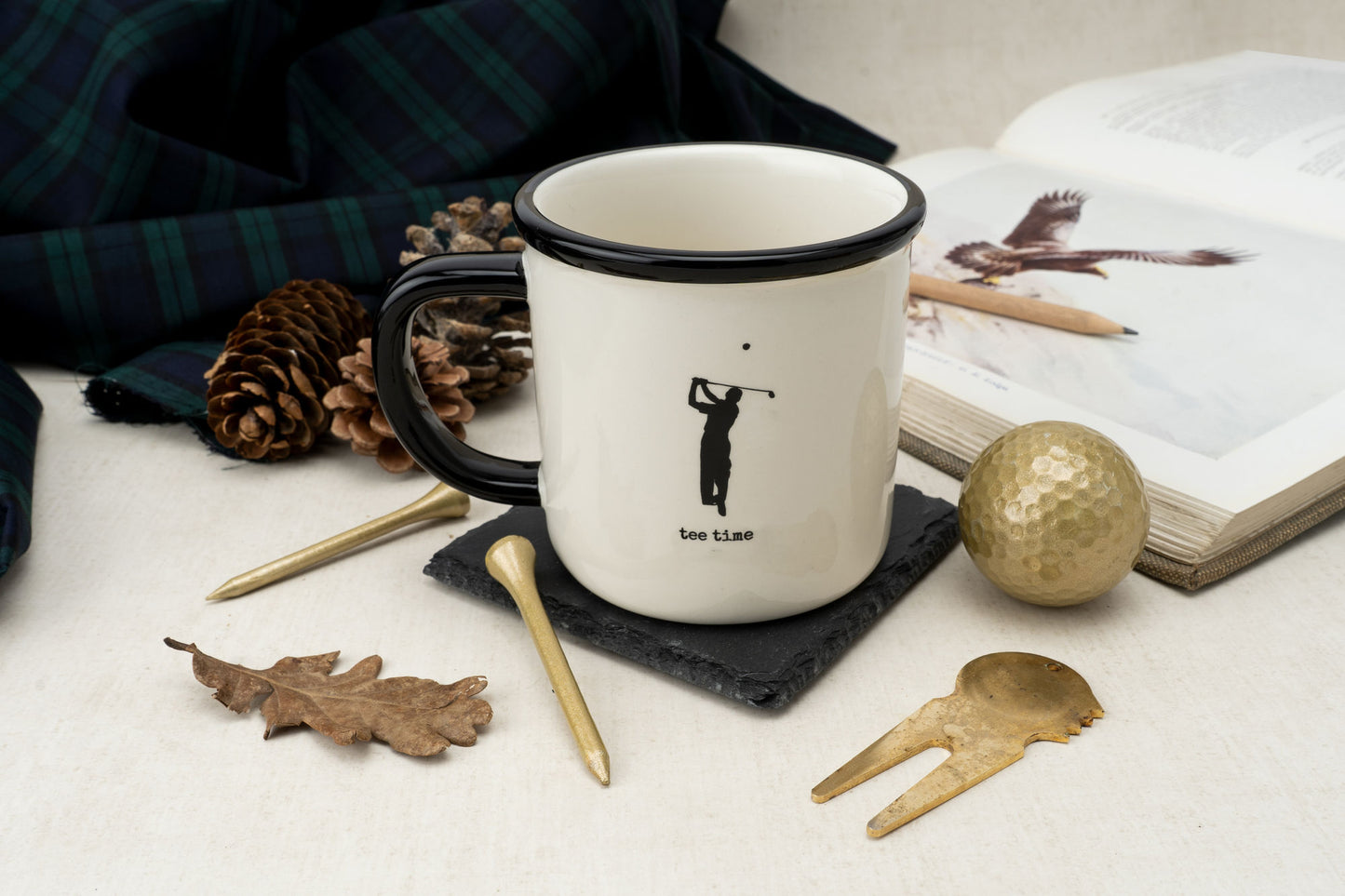 Golf Ceramic Mug • Fairways Golfing Goods ‘Tee Time’ • Men's • Gift Box • Mug Tea Coffee • Kitchen Home Accessory • Gift For Him