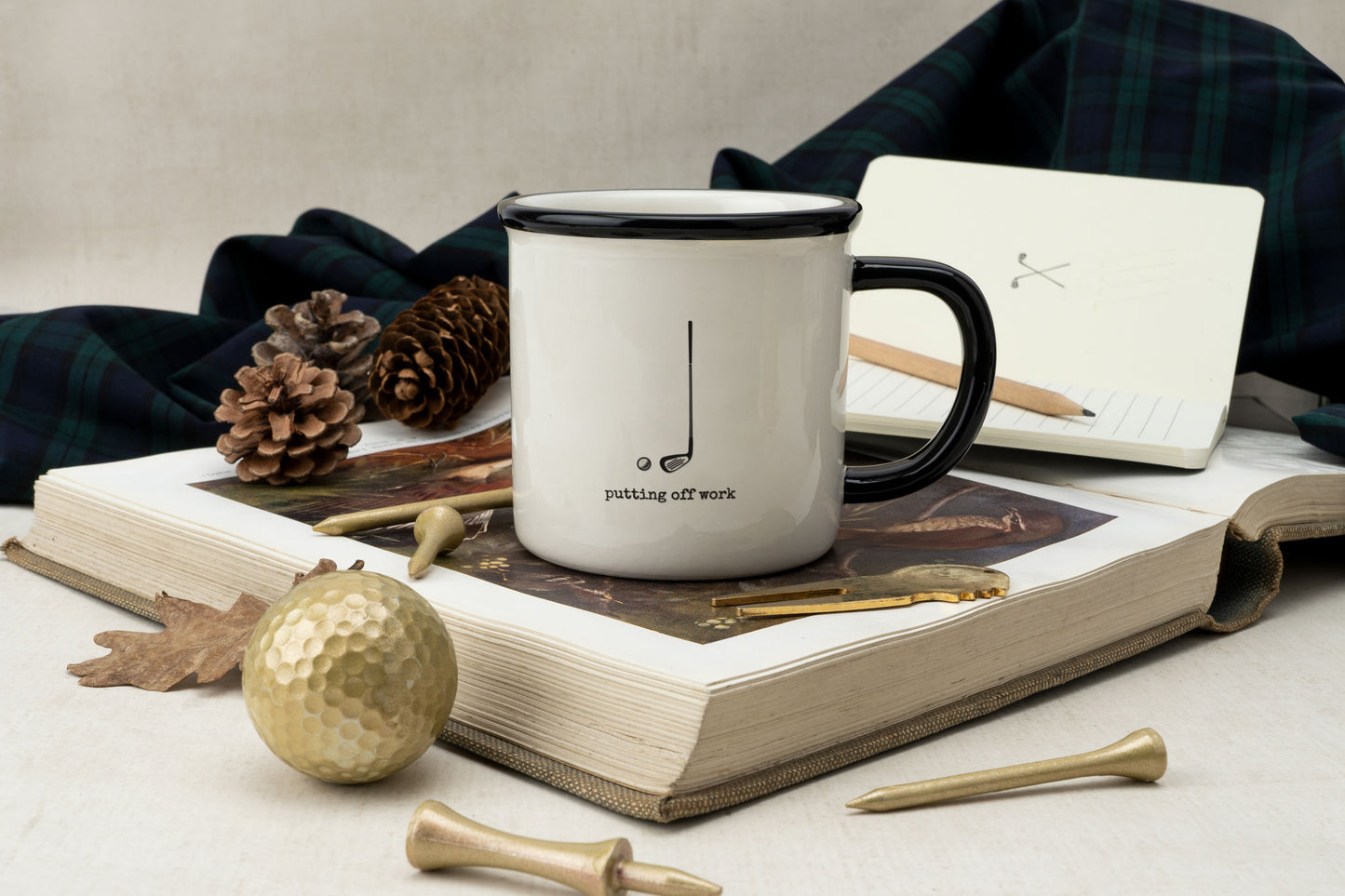 Golf Ceramic Mug • Fairways Golfing Goods ‘Putting Off Work’ • Men's • Gift Box • Mug Tea Coffee • Kitchen Home Accessory • Gift For Him