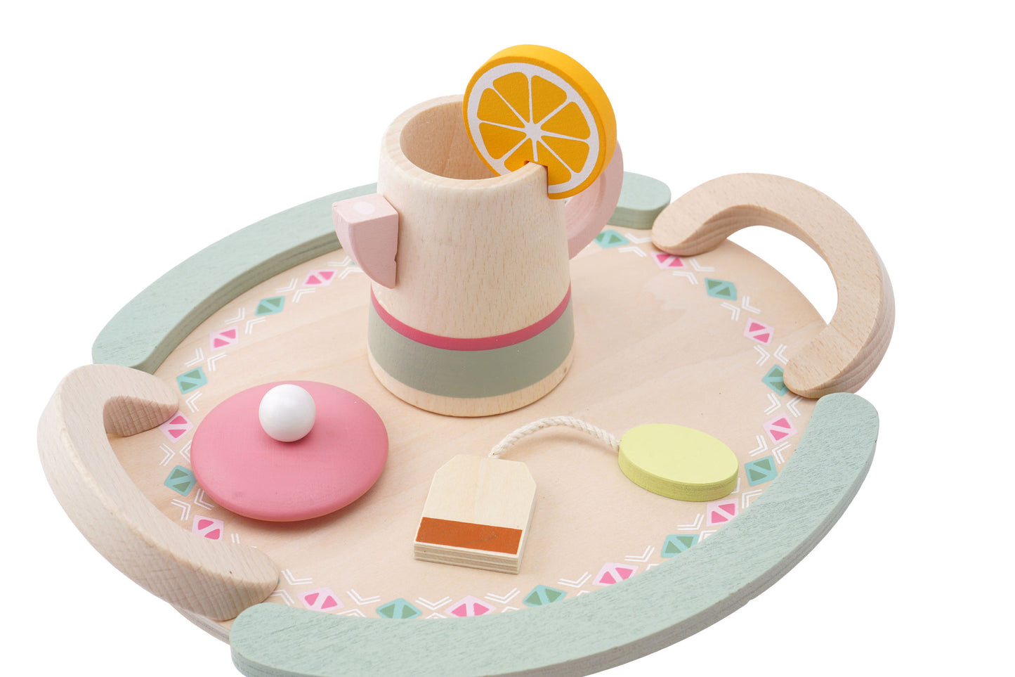 Little Tribe 10pc Pink Wooden Tea Set | Pretend Play Role Play Toy for Children | Age 3Years + | In Gift Box