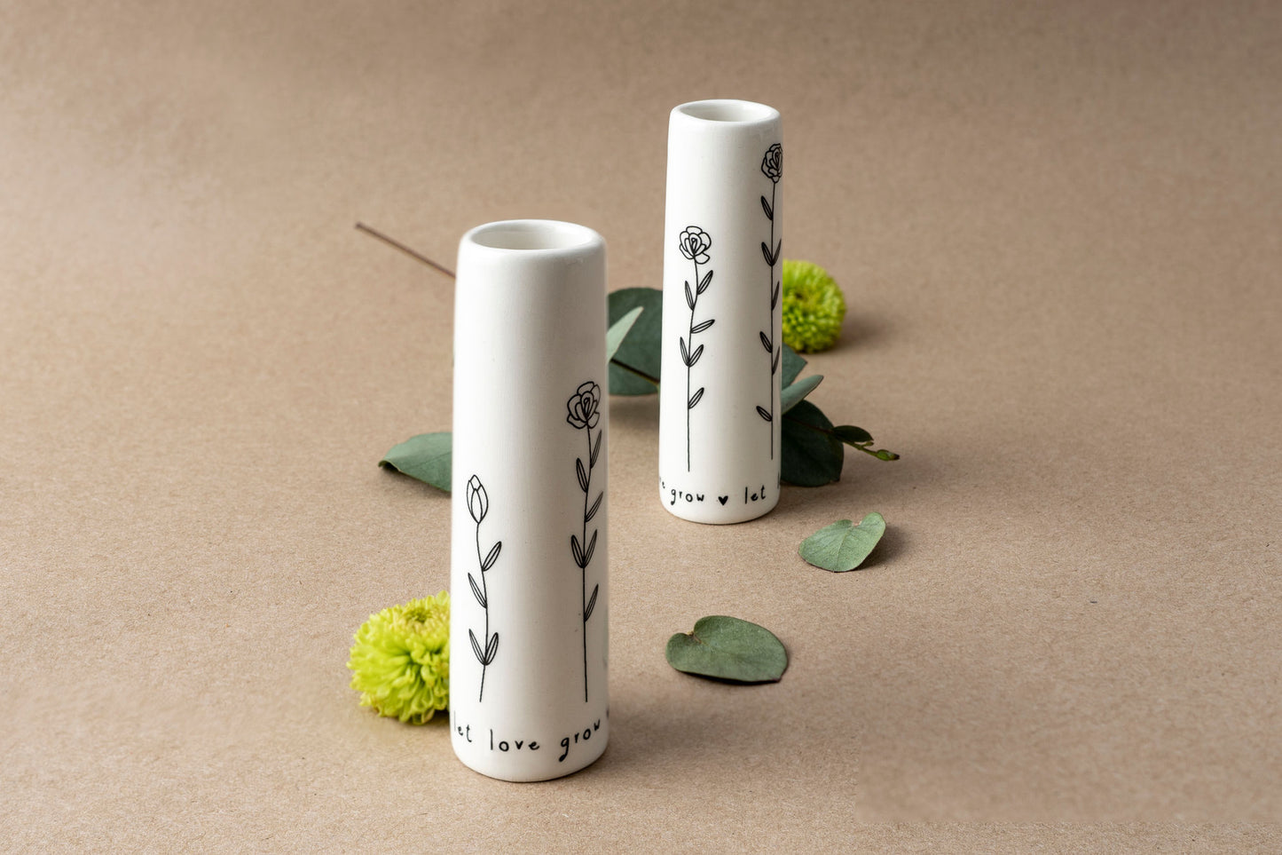 Ceramic 'Let Love Grow' Send With Love Bud Vase β’ Gift For Home