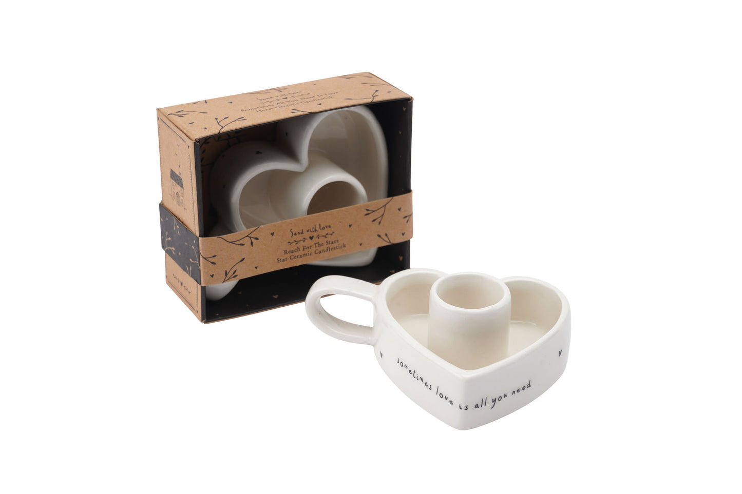 Heart Candlestick Holder | Gift Box | ‘Sometimes Love Is All You Need’ | Home Accessory | Gift For Her