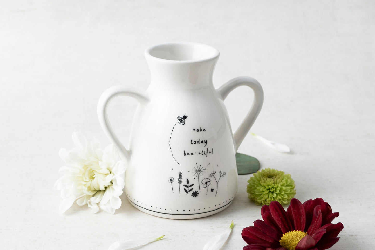 Twin Handle Ceramic Bud Vase | ‘Make Today Bee-utiful’ | Gift Box | Gift For Home