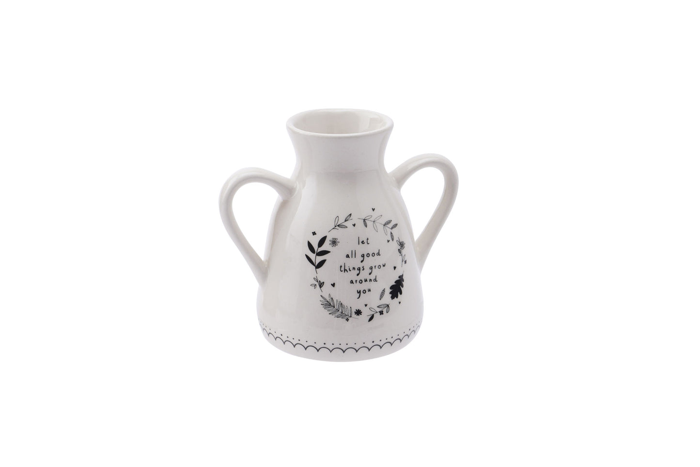 Twin Handle Ceramic Bud Vase | 'Let All Good Things Grow' | Gift Box | Gift For Home