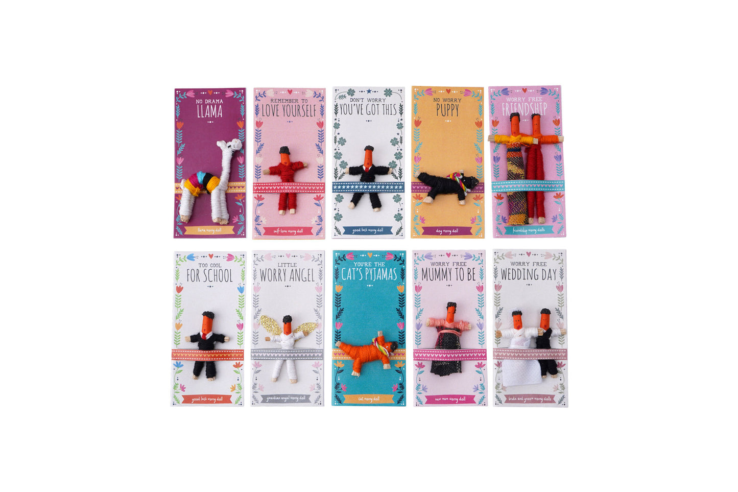 Live Happy 10 Personalised Worry Dolls